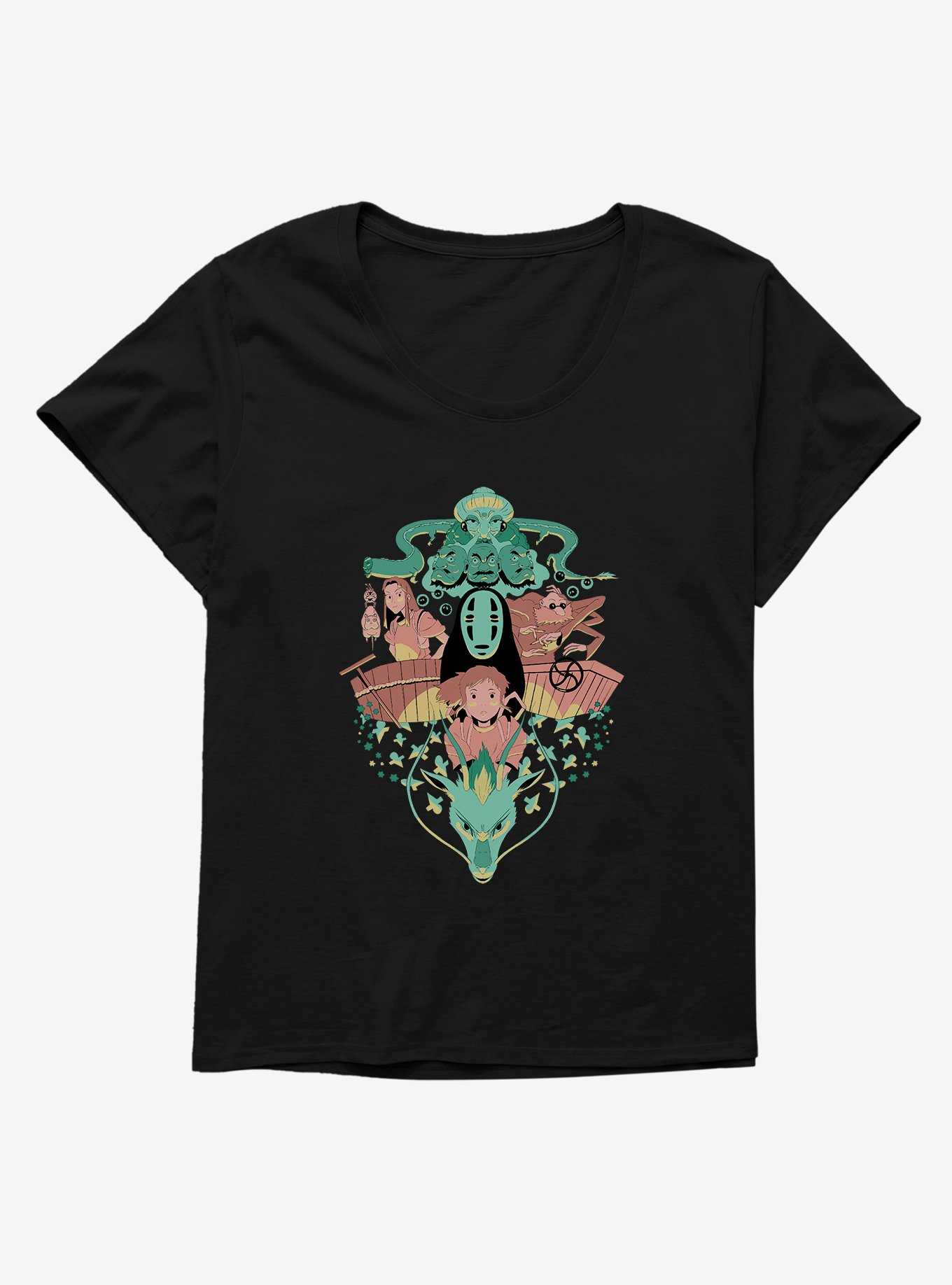 Studio Ghibli Spirited Away Chihiro And No Face Group Crest Girls T-Shirt Plus Size, , hi-res