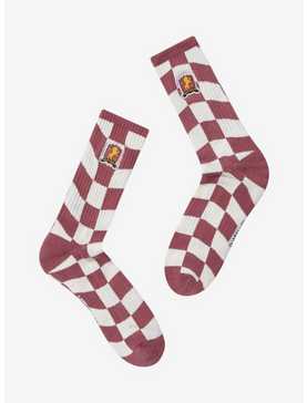 Harry Potter Gryffindor Crest Checkered Crew Socks - BoxLunch Exclusive, , hi-res