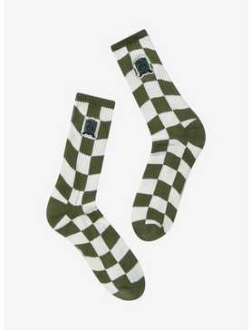 Harry Potter Slytherin Crest Checkered Crew Socks - BoxLunch Exclusive, , hi-res