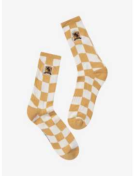 Harry Potter Hufflepuff Crest Checkered Crew Socks - BoxLunch Exclusive, , hi-res