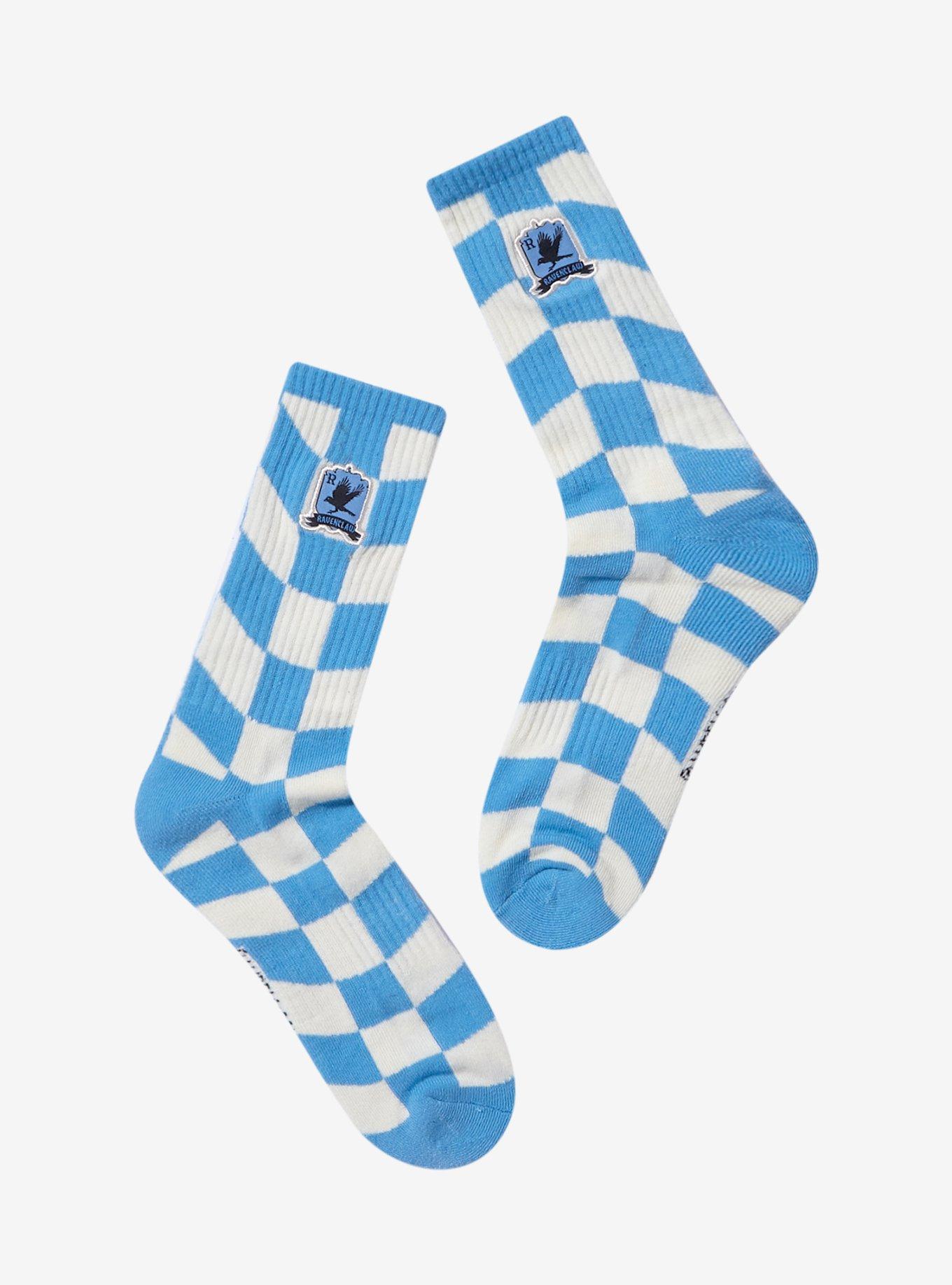 Harry Potter Ravenclaw Crest Checkered Crew Socks - BoxLunch Exclusive, , hi-res