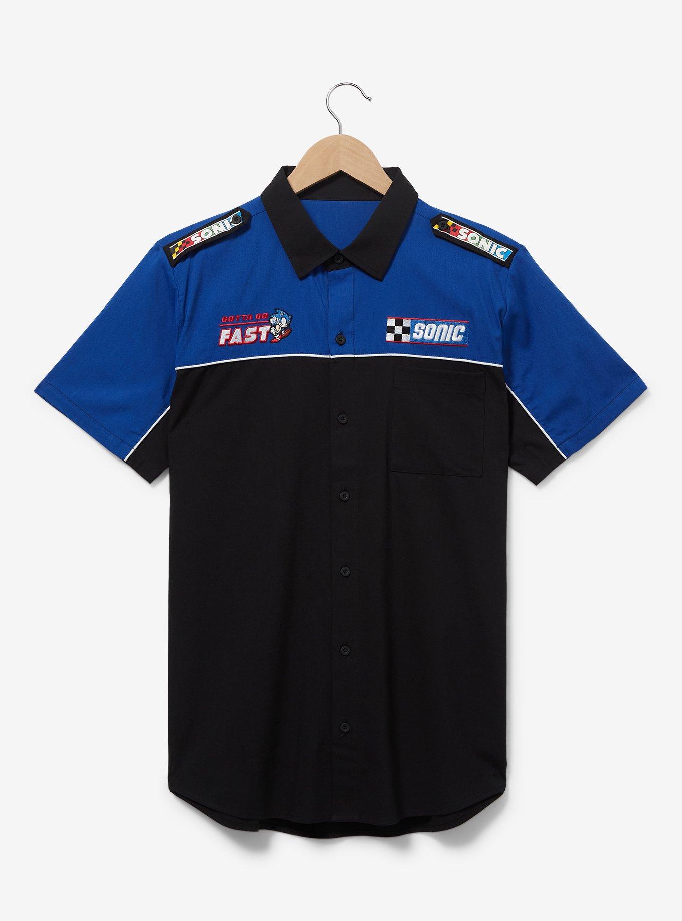 Sonic the Hedgehog Racing Woven Button Up - BoxLunch Exclusive, BLACK, hi-res