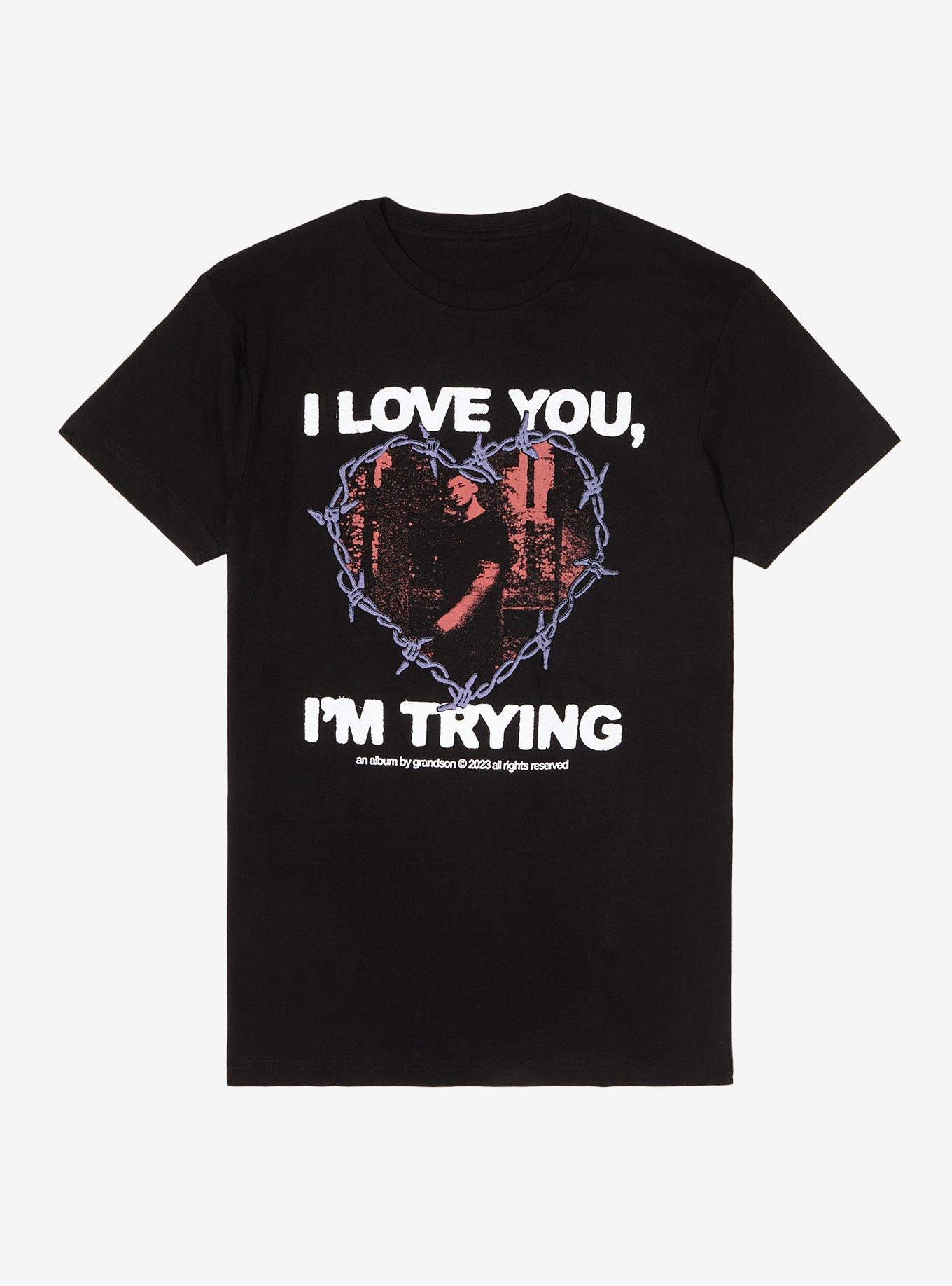 Grandson I Love You, I'm Trying Boyfriend Fit Girls T-Shirt, BLACK, hi-res