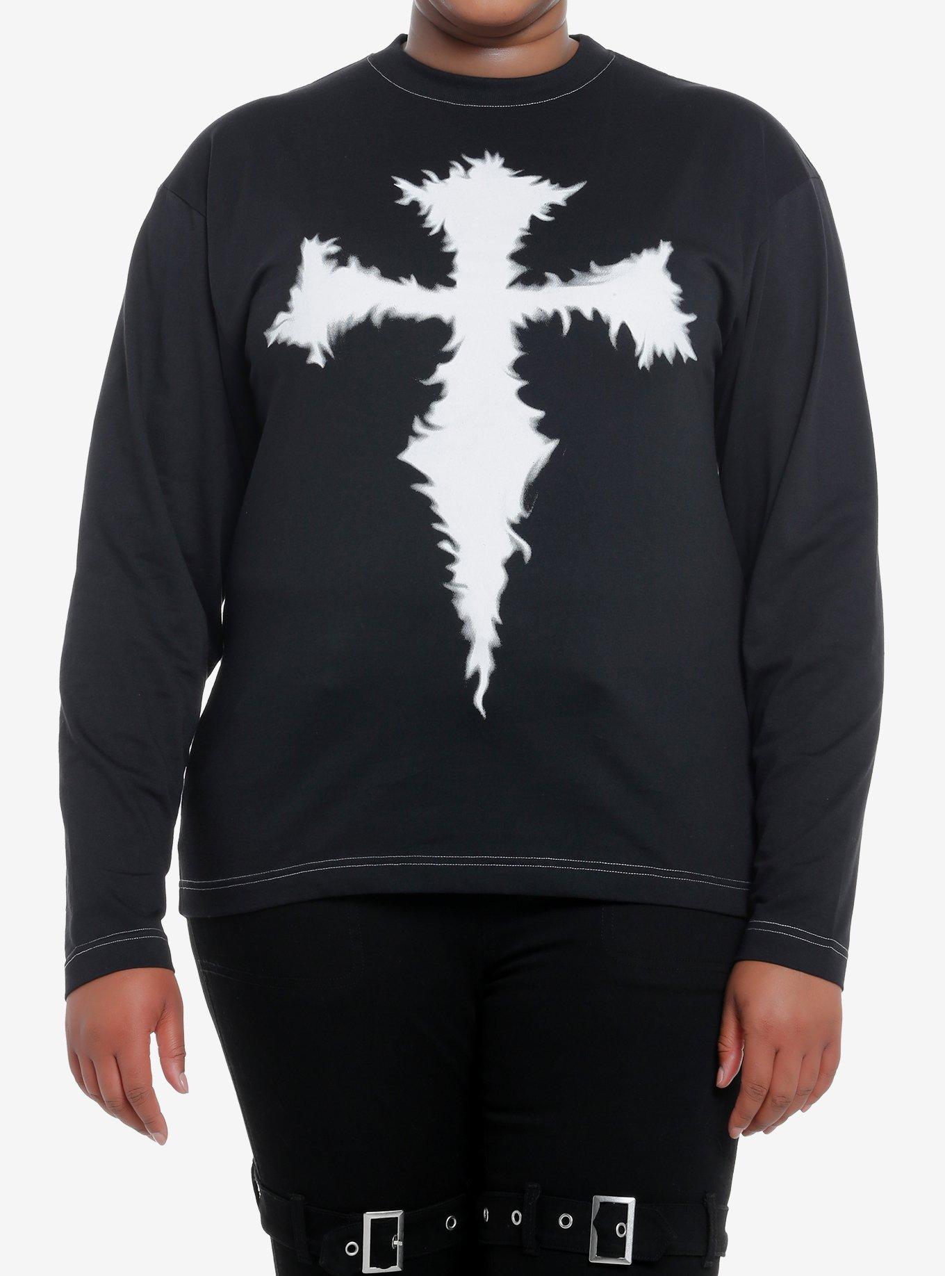 Black & White Cross Girls Long-Sleeve T-Shirt Plus Size, , hi-res