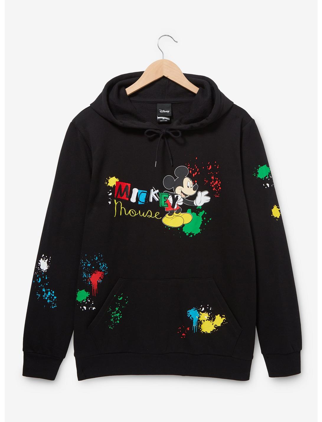 Disney Mickey Mouse Paint Splatter Hoodie - BoxLunch Exclusive, BLACK, hi-res