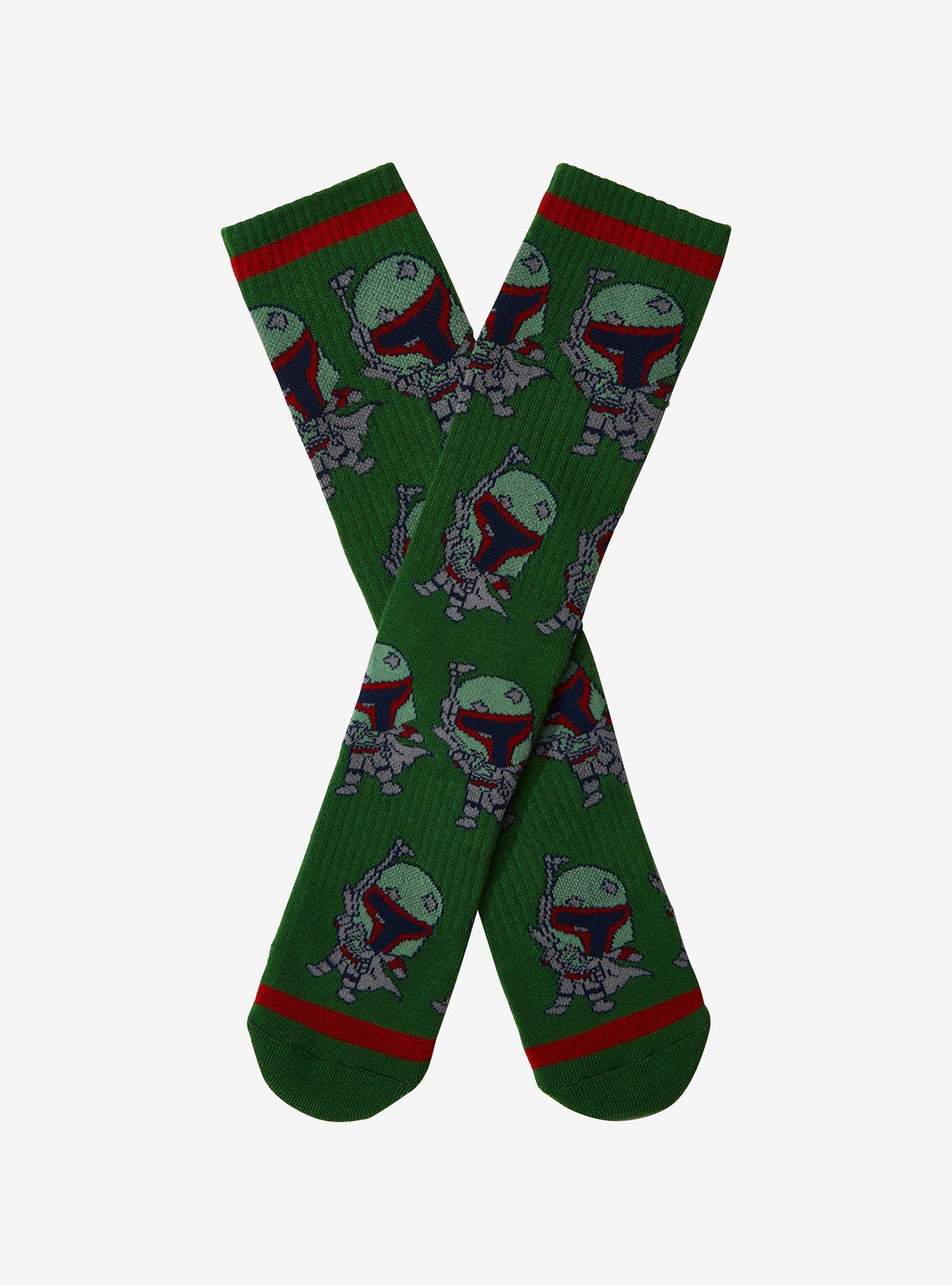 Star Wars Chibi Boba Fett Allover Print Crew Socks - BoxLunch Exclusive, , hi-res