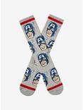 Marvel Captain America Allover Print Crew Socks 0 BoxLunch Exclusive, , hi-res