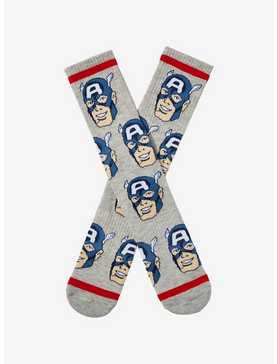 Marvel Captain America Allover Print Crew Socks 0 BoxLunch Exclusive, , hi-res
