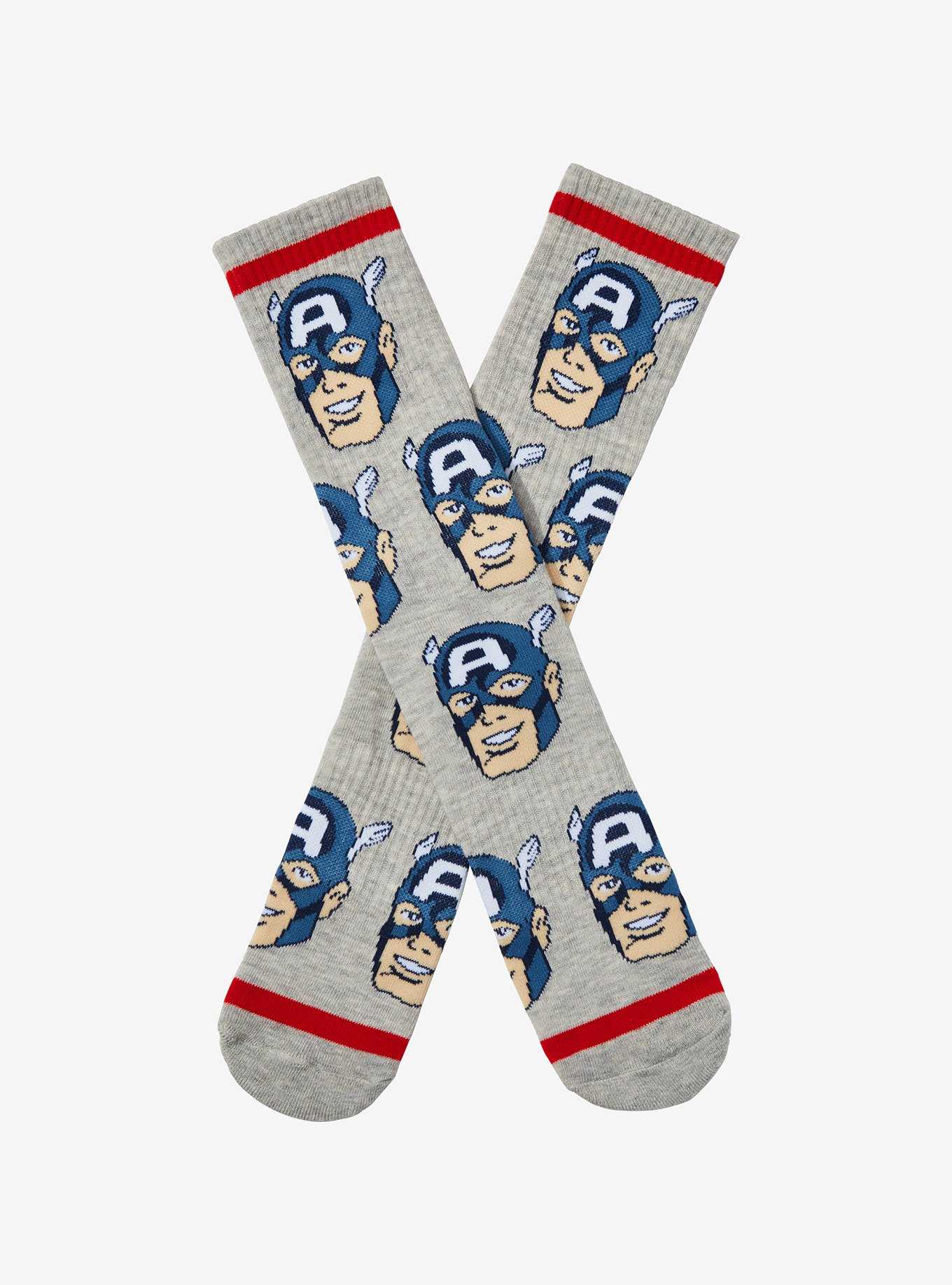 Marvel Captain America Allover Print Crew Socks 0 BoxLunch Exclusive, , hi-res