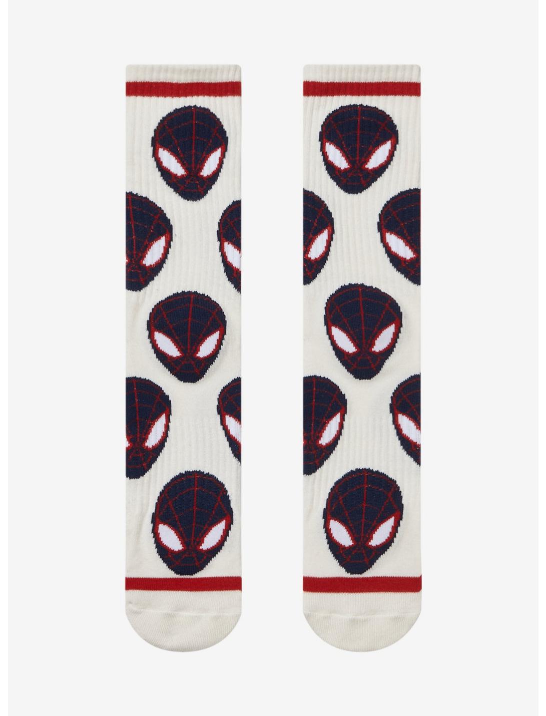 Marvel Spider-Man Miles Morales Mask Allover Print Crew Socks - BoxLunch Exclusive, , hi-res