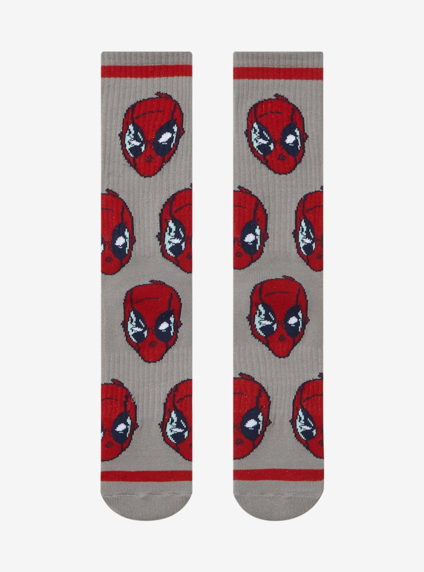 Marvel Deadpool Mask Allover Print Crew Socks - BoxLunch Exclusive, , hi-res
