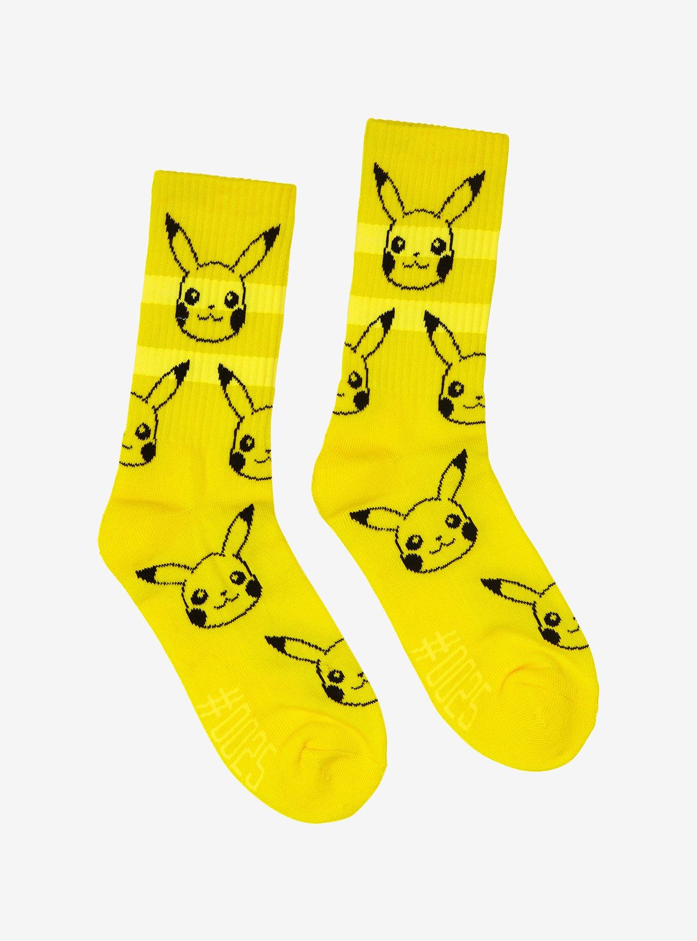 Pok&eacute;mon Pikachu Striped Allover Print Crew Socks - BoxLunch Exclusive, , hi-res