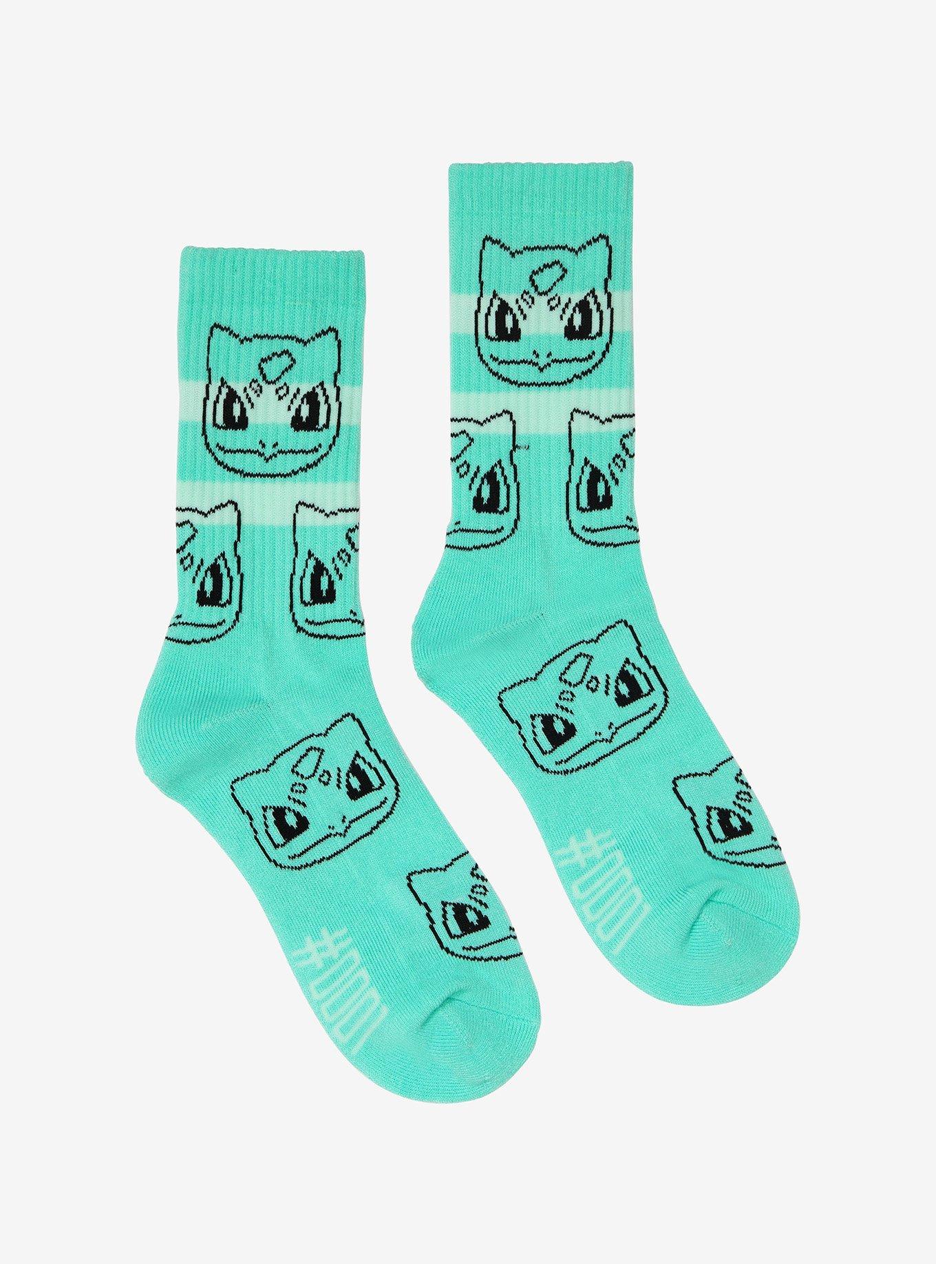 Pokémon Bulbasaur Striped Allover Print Crew Socks - BoxLunch Exclusive, , hi-res