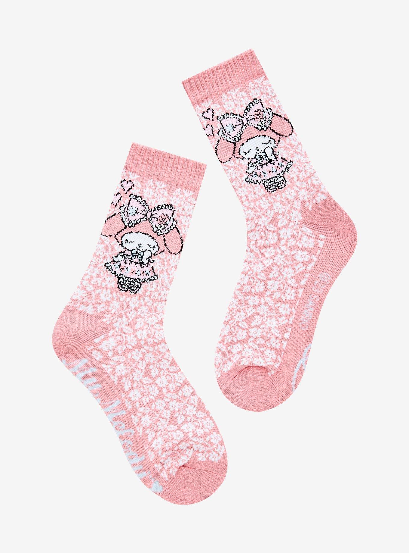 Sanrio My Melody Pink Allover Print Crew Socks - BoxLunch Exclusive, , hi-res