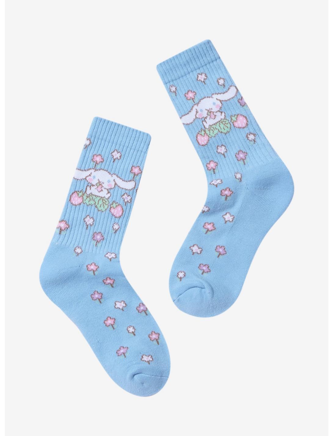 Sanrio Cinnamoroll Floral Allover Print Crew Socks — BoxLunch Exclusive, , hi-res
