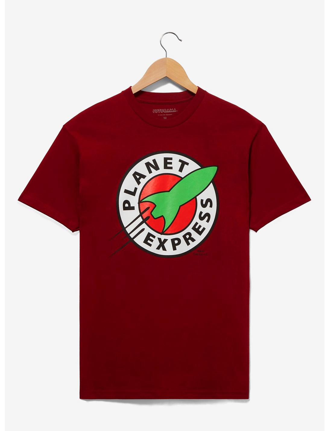 Futurama Planet Express Logo T-Shirt - BoxLunch Exclusive, DARK RED, hi-res