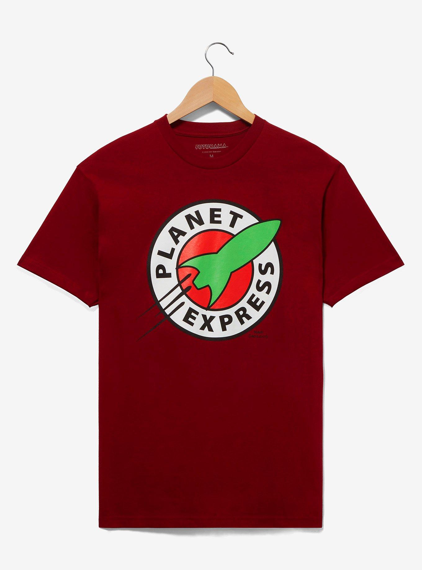 Futurama Planet Express Logo T-Shirt - BoxLunch Exclusive, DARK RED, hi-res