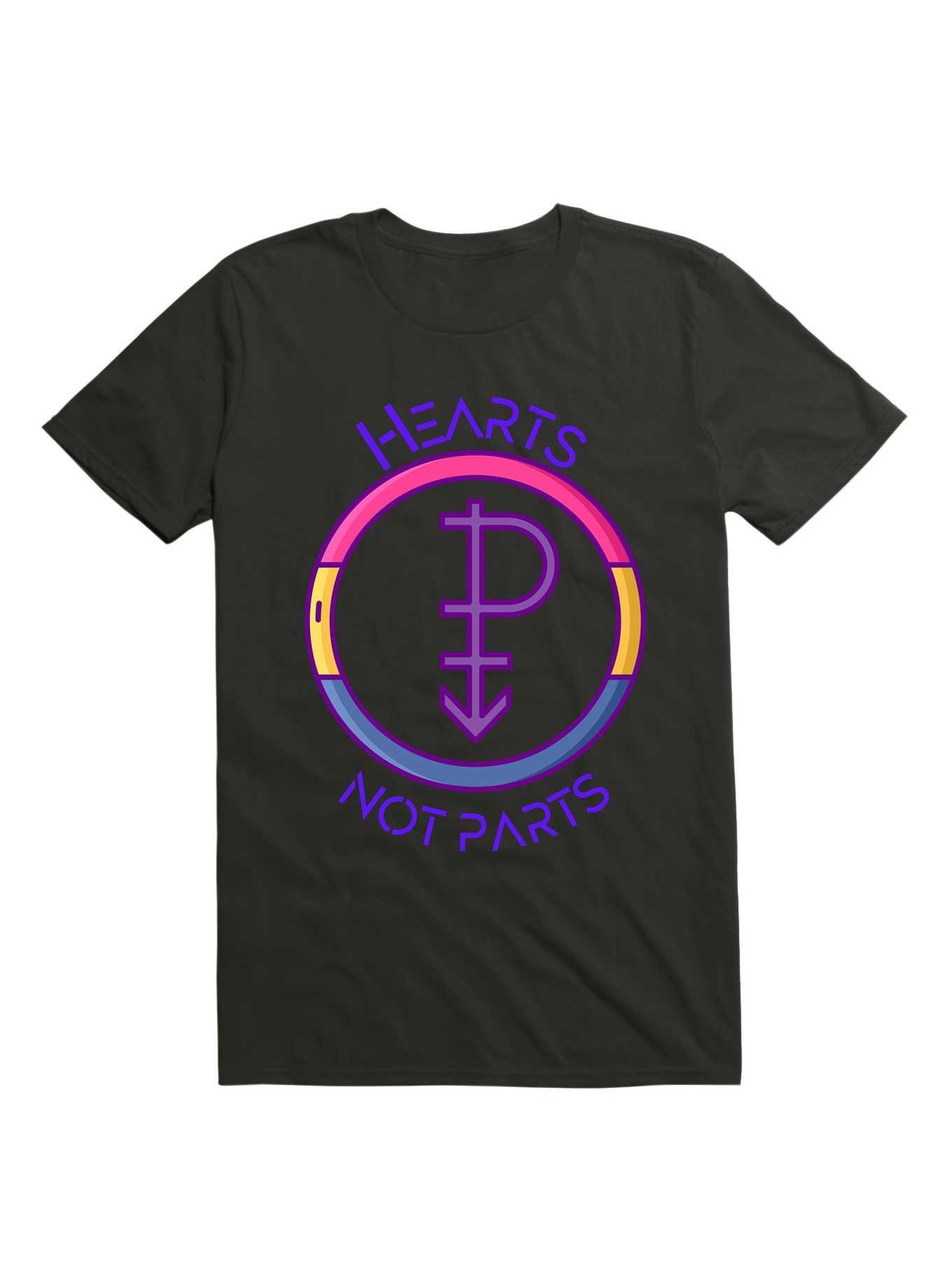 Pansexual Sign Hearts Not Parts T-Shirt, BLACK, hi-res