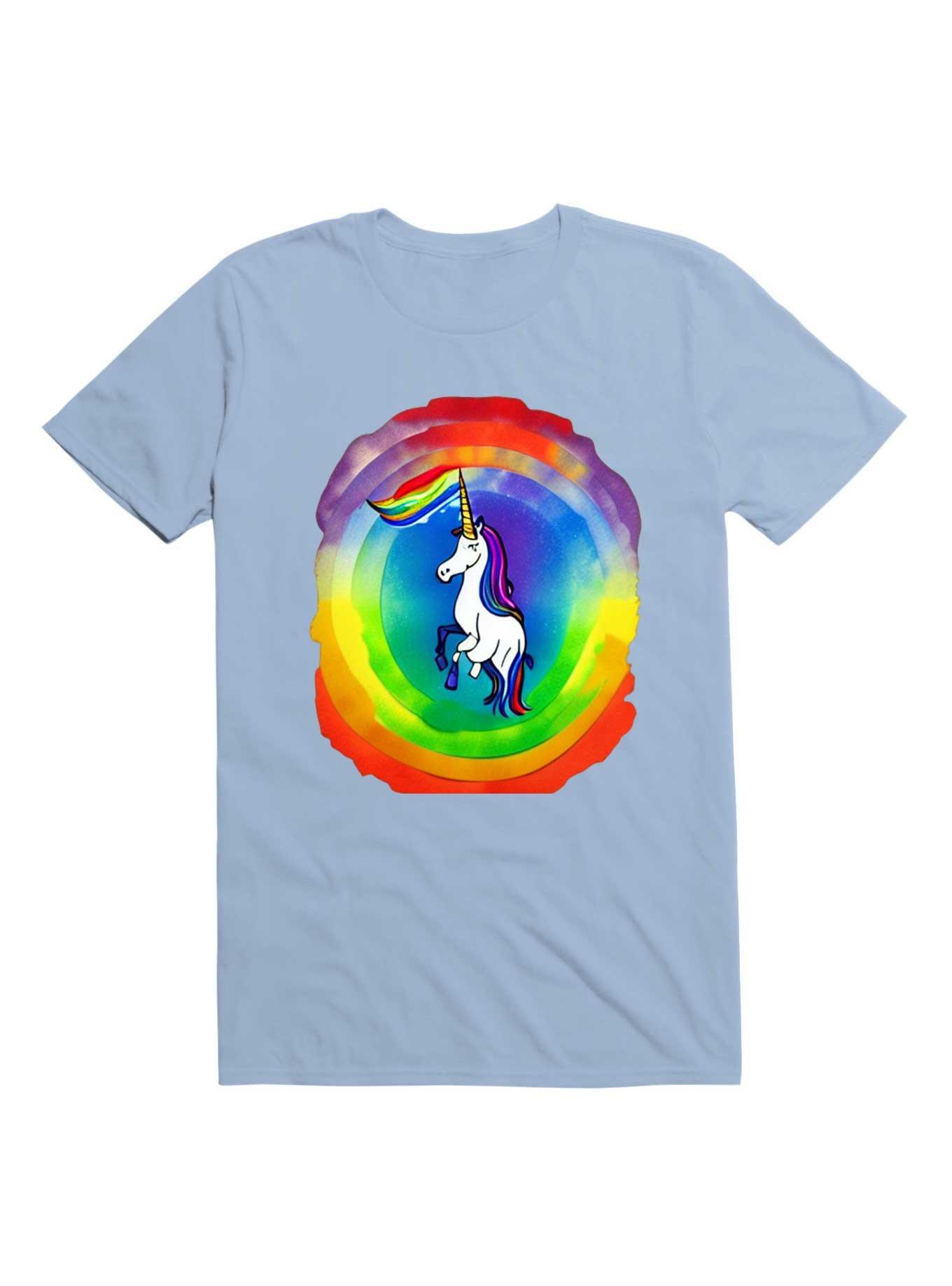 A Rainbow Unicorn In The Style Of Salvador Dali T-Shirt, LIGHT BLUE, hi-res