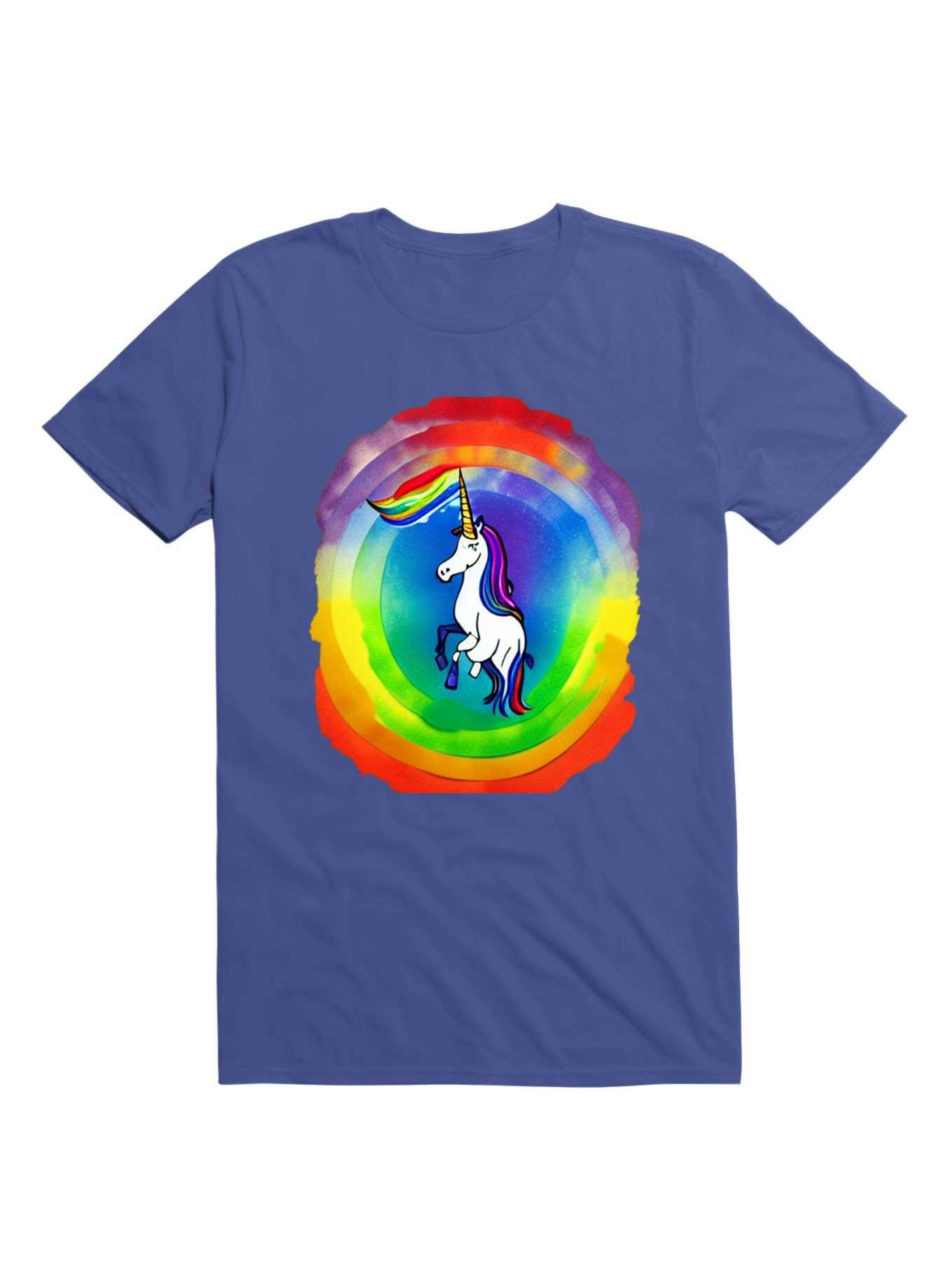 A Rainbow Unicorn In The Style Of Salvador Dali T-Shirt, ROYAL, hi-res