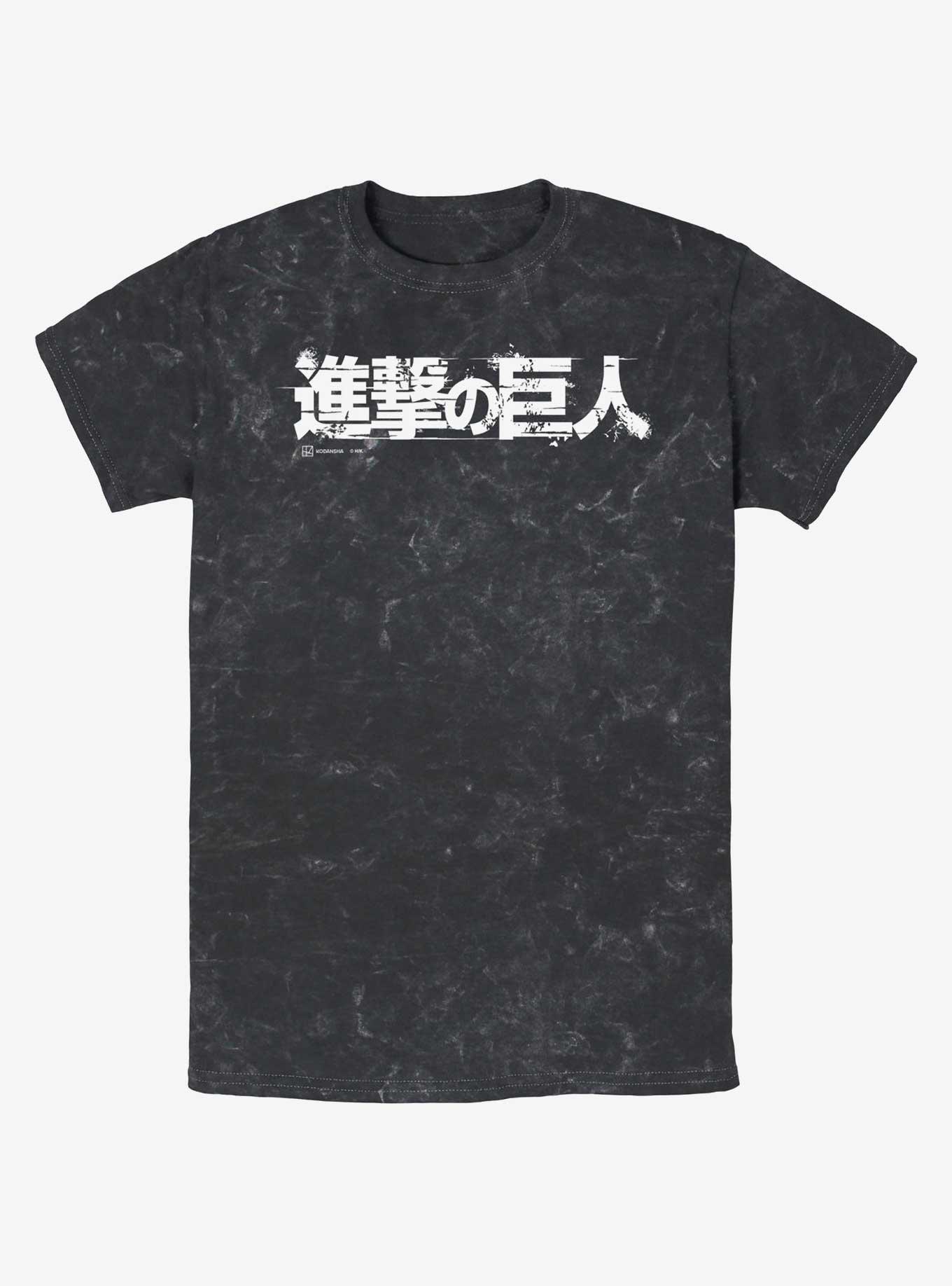 Attack On Titan Japanese Logo Mineral Wash T-Shirt, , hi-res