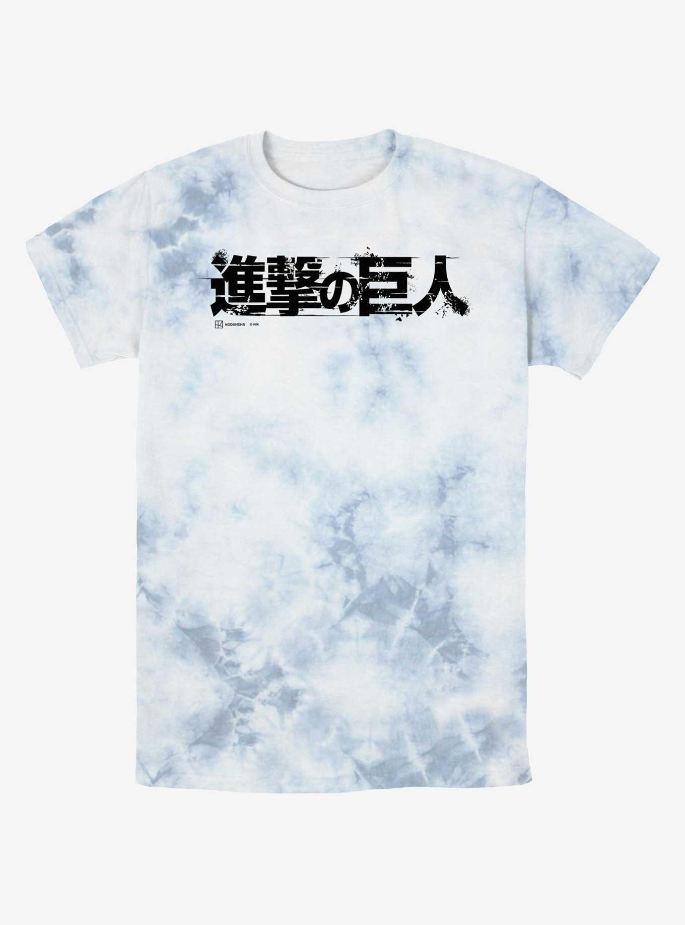 Attack On Titan Japanese Logo Tie-Dye T-Shirt, WHITEBLUE, hi-res