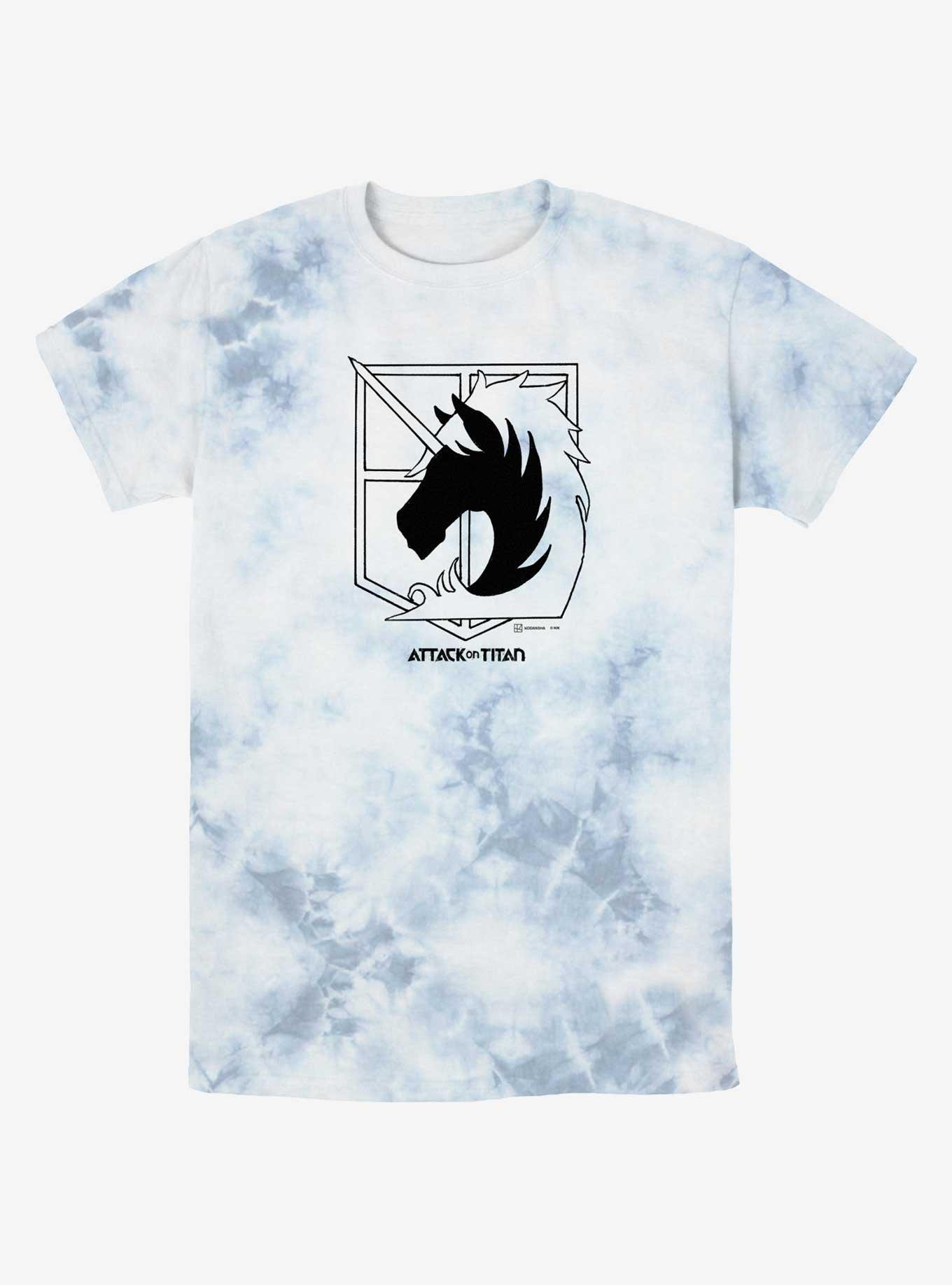 Attack On Titan Military Police Brigade Title Logo Tie-Dye T-Shirt, WHITEBLUE, hi-res