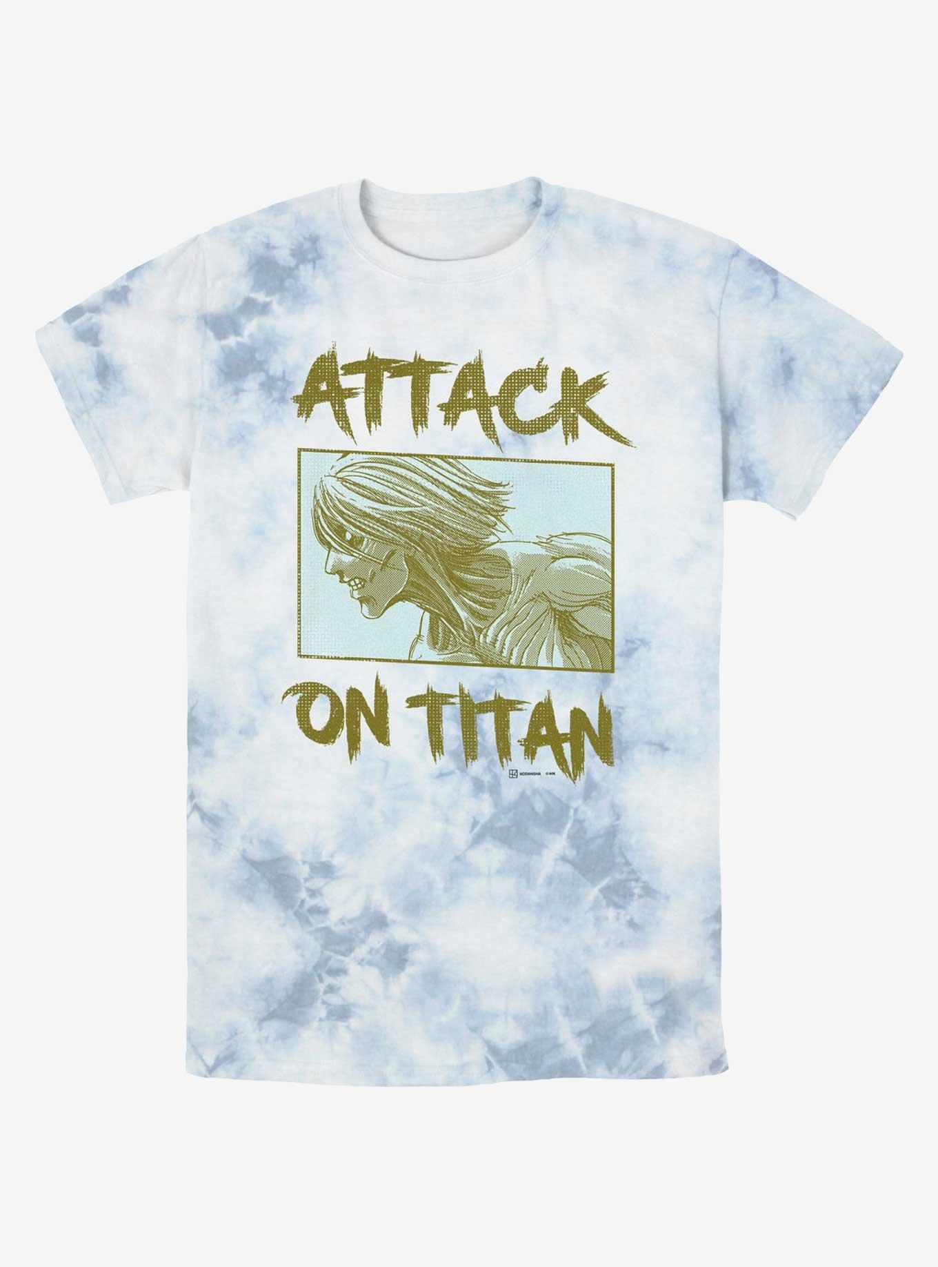 Attack On Titan Female Titan Panel Tie-Dye T-Shirt - BLUE | Hot Topic
