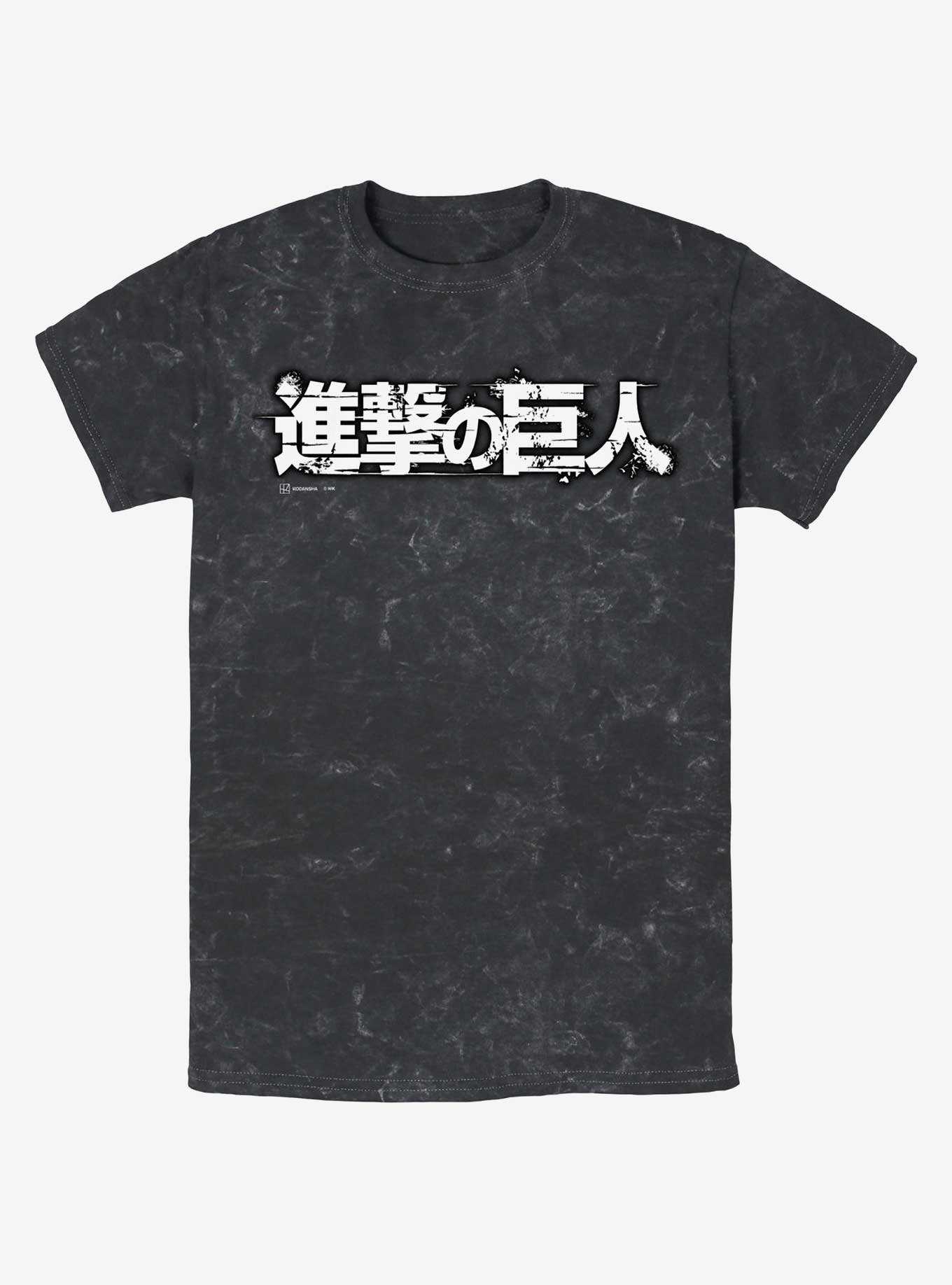 Attack On Titan Japanese Manga Logo Mineral Wash T-Shirt, , hi-res
