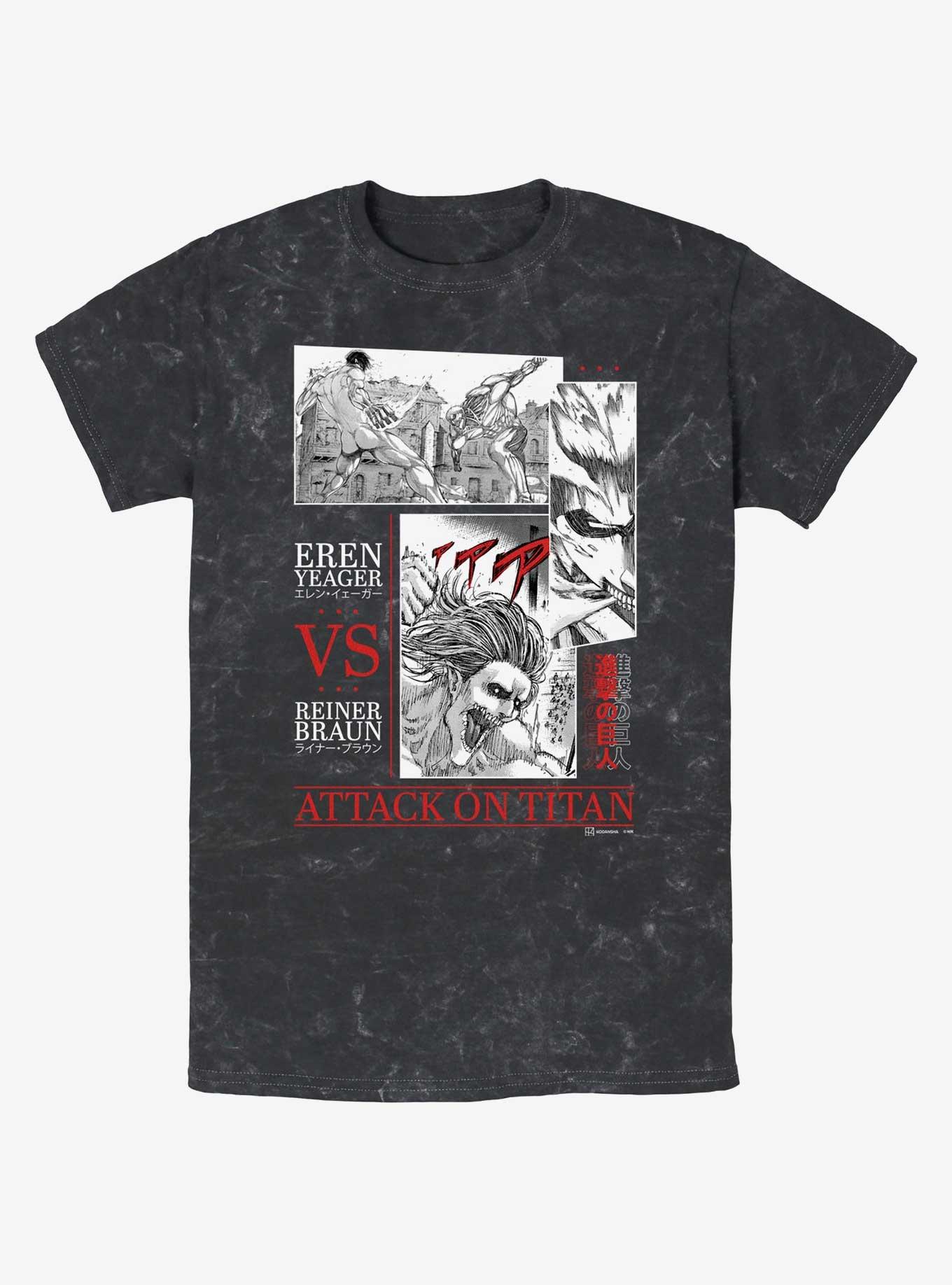 Attack On Titan Eren Yeager Vs Reiner Braun Mineral Wash T-Shirt, , hi-res