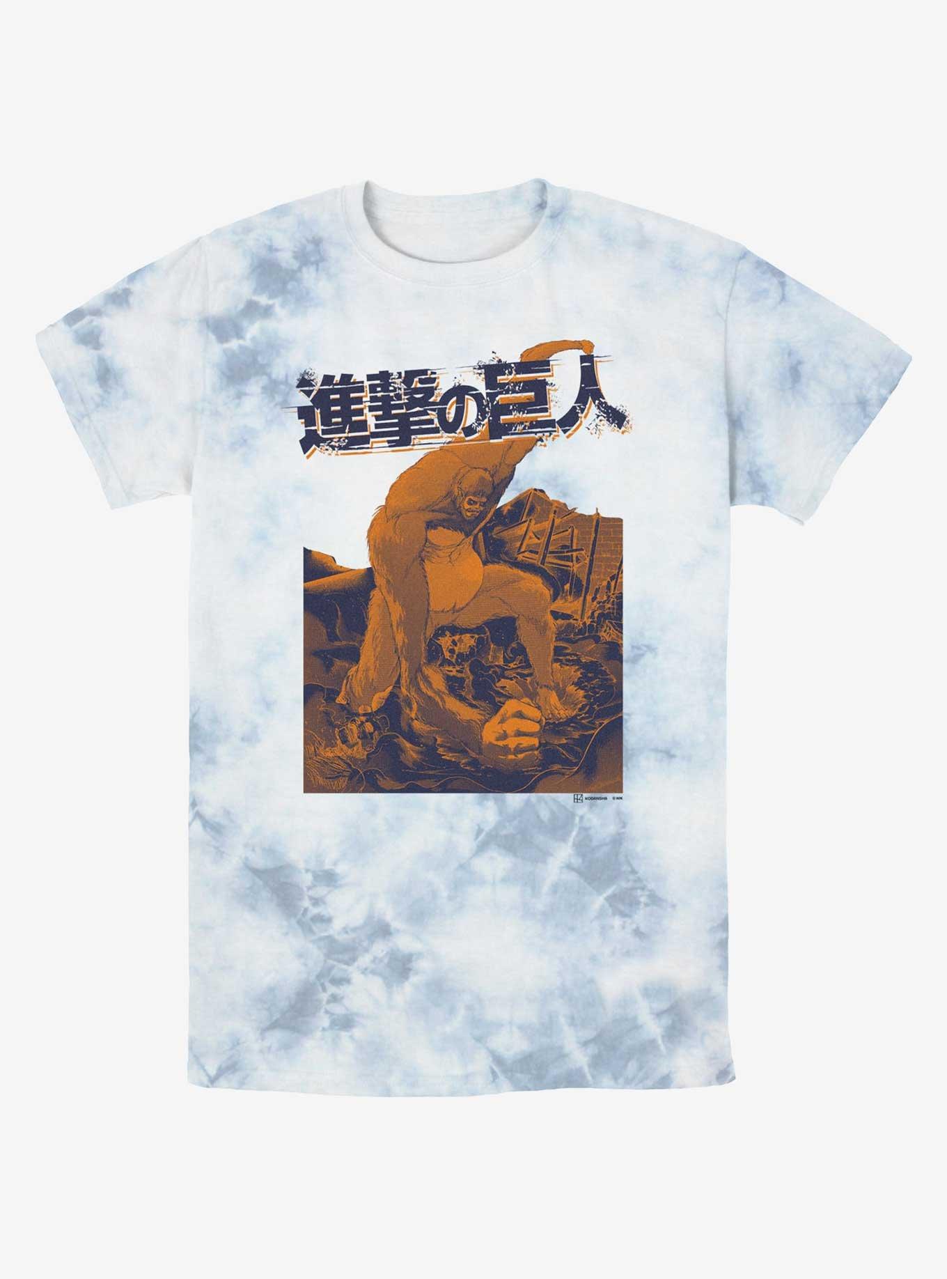 Attack On Titan Beast Titan Tie-Dye T-Shirt, WHITEBLUE, hi-res