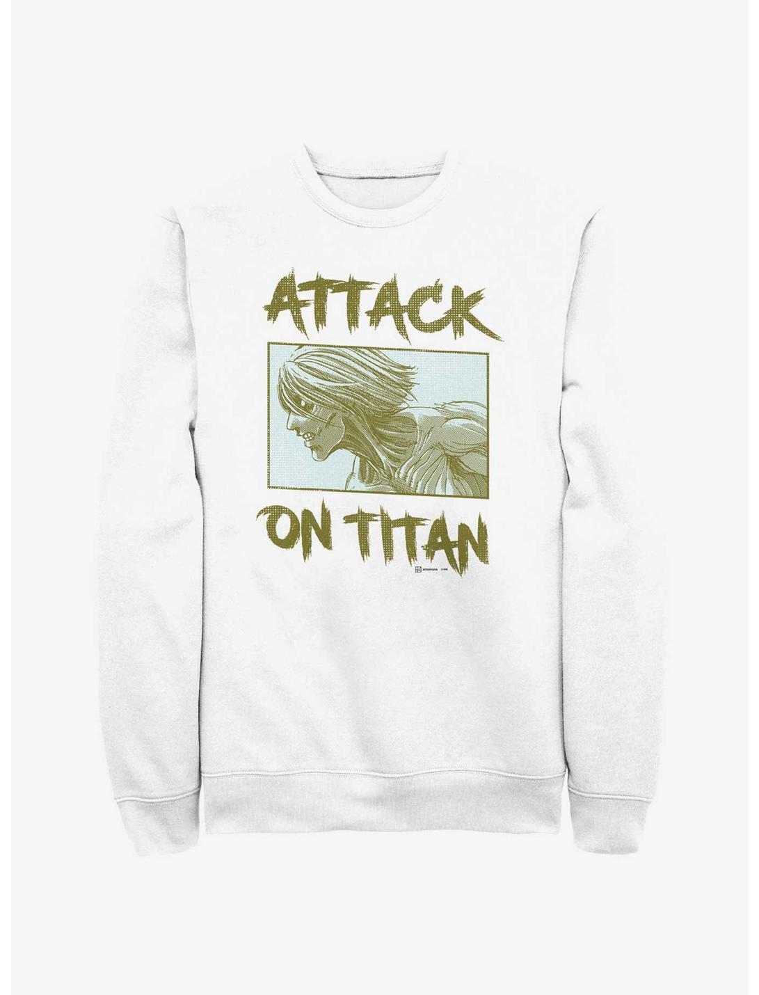 Attack On Titan Female Titan Panel Sweatshirt, WHITE, hi-res