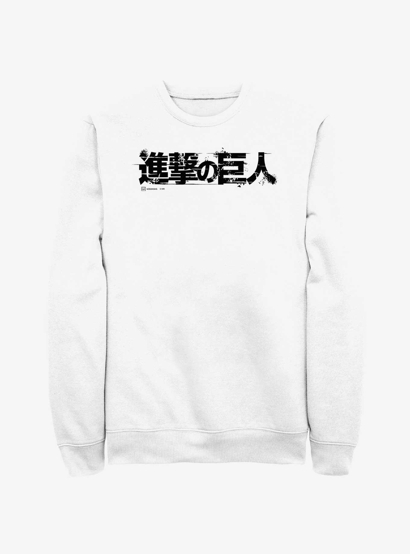 Attack On Titan Japanese Logo Sweatshirt, WHITE, hi-res