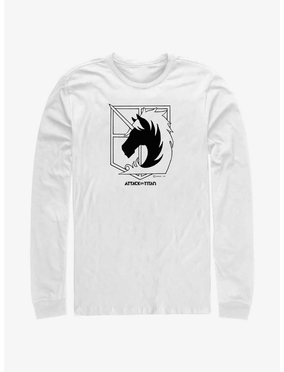 Attack On Titan Military Police Brigade Title Logo Long-Sleeve T-Shirt, WHITE, hi-res