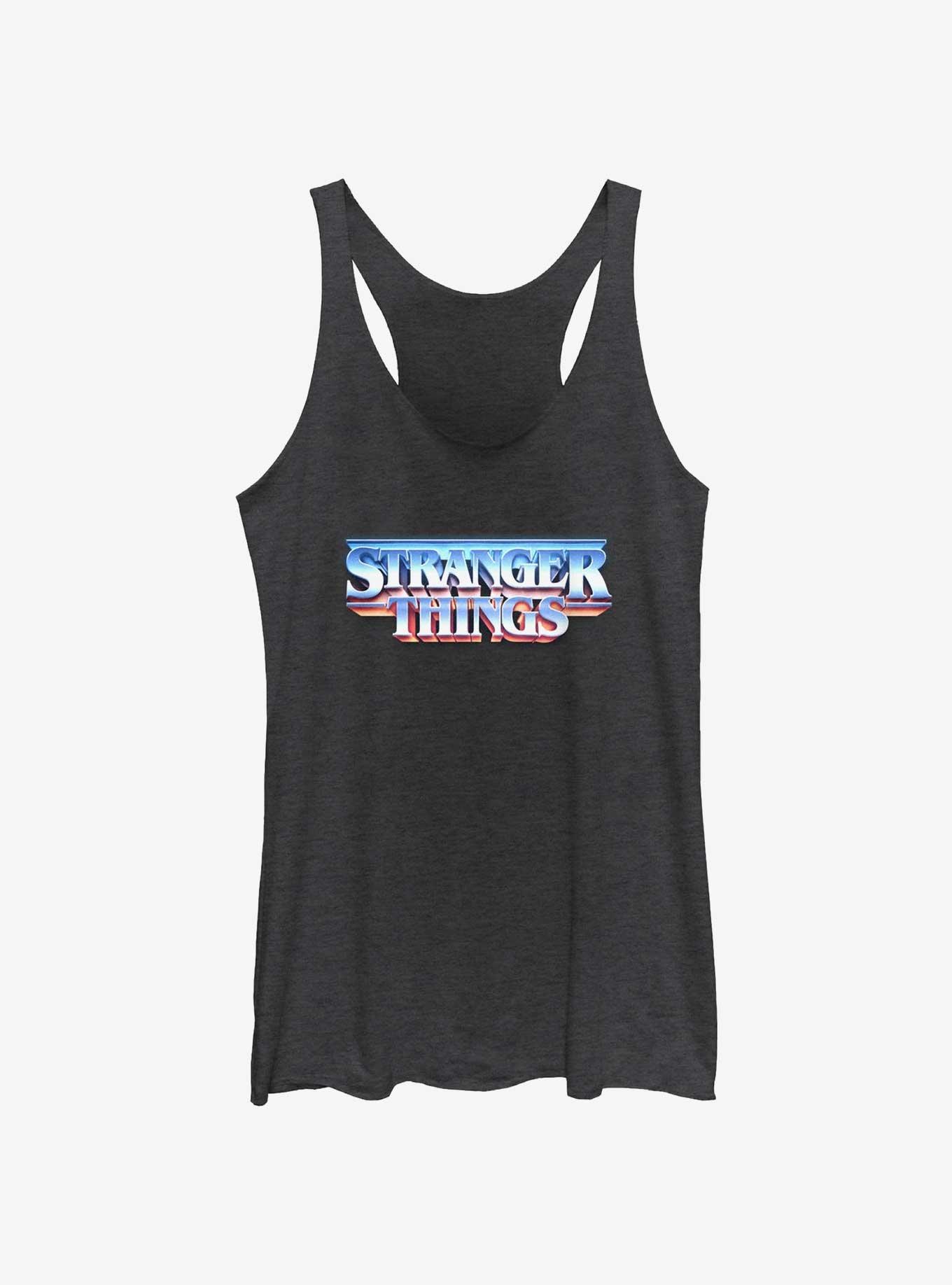 Stranger Things Metal Retro Logo Girls Tank, BLK HTR, hi-res