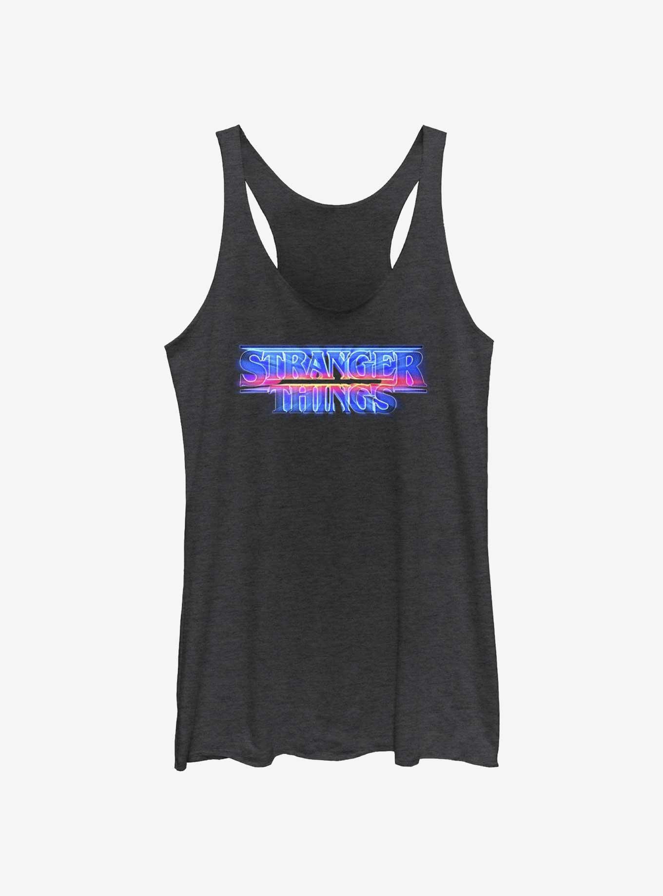 Stranger Things Retro Logo Girls Tank, BLK HTR, hi-res