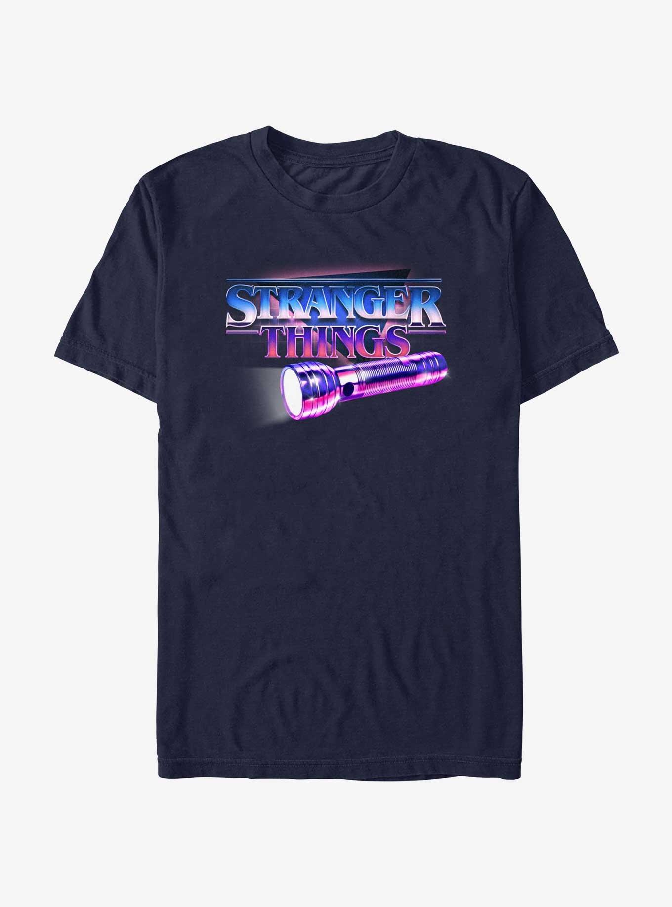 Stranger Things Retro Flashlight Logo T-Shirt, NAVY, hi-res