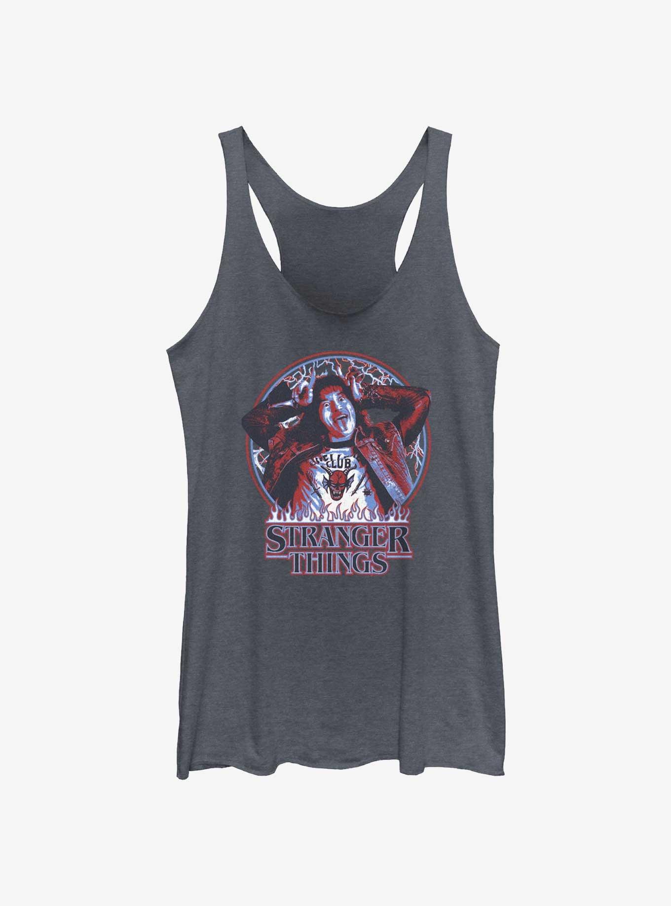 Stranger Things Eddie Munson Hellfire Allegiance Girls Tank, NAVY HTR, hi-res