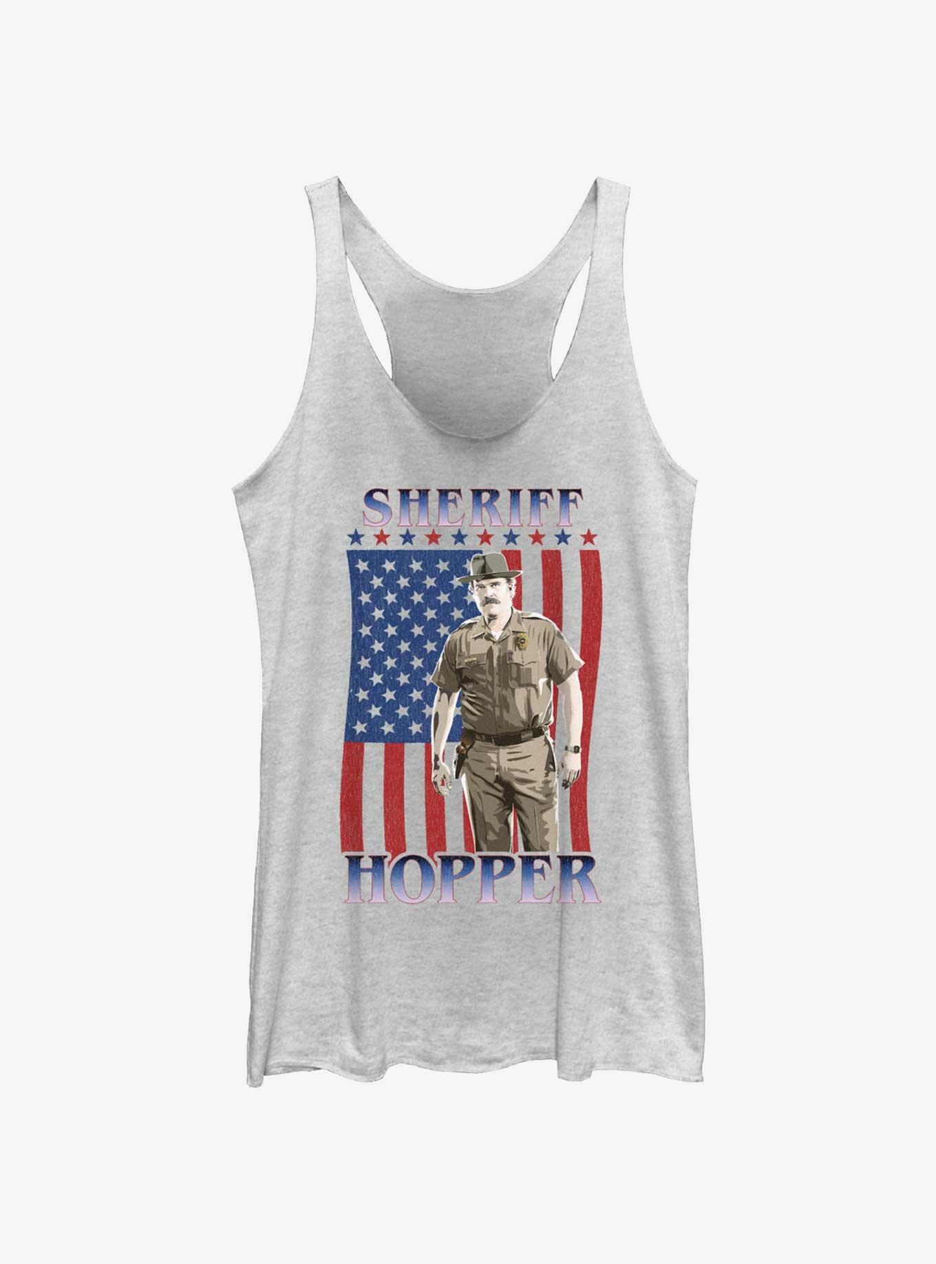 Stranger Things Sheriff Hopper On The 4Th Girls Tank, WHITE HTR, hi-res