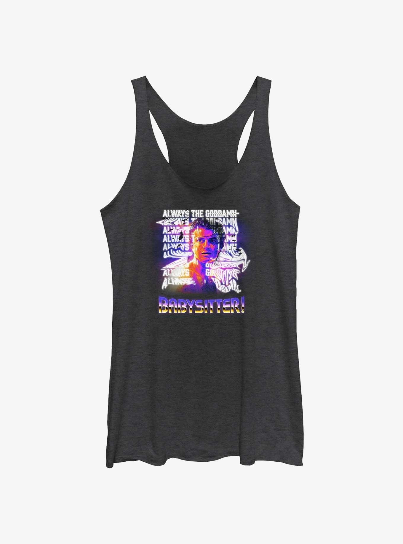 Stranger Things Babysitter Steve Retro Girls Tank, BLK HTR, hi-res