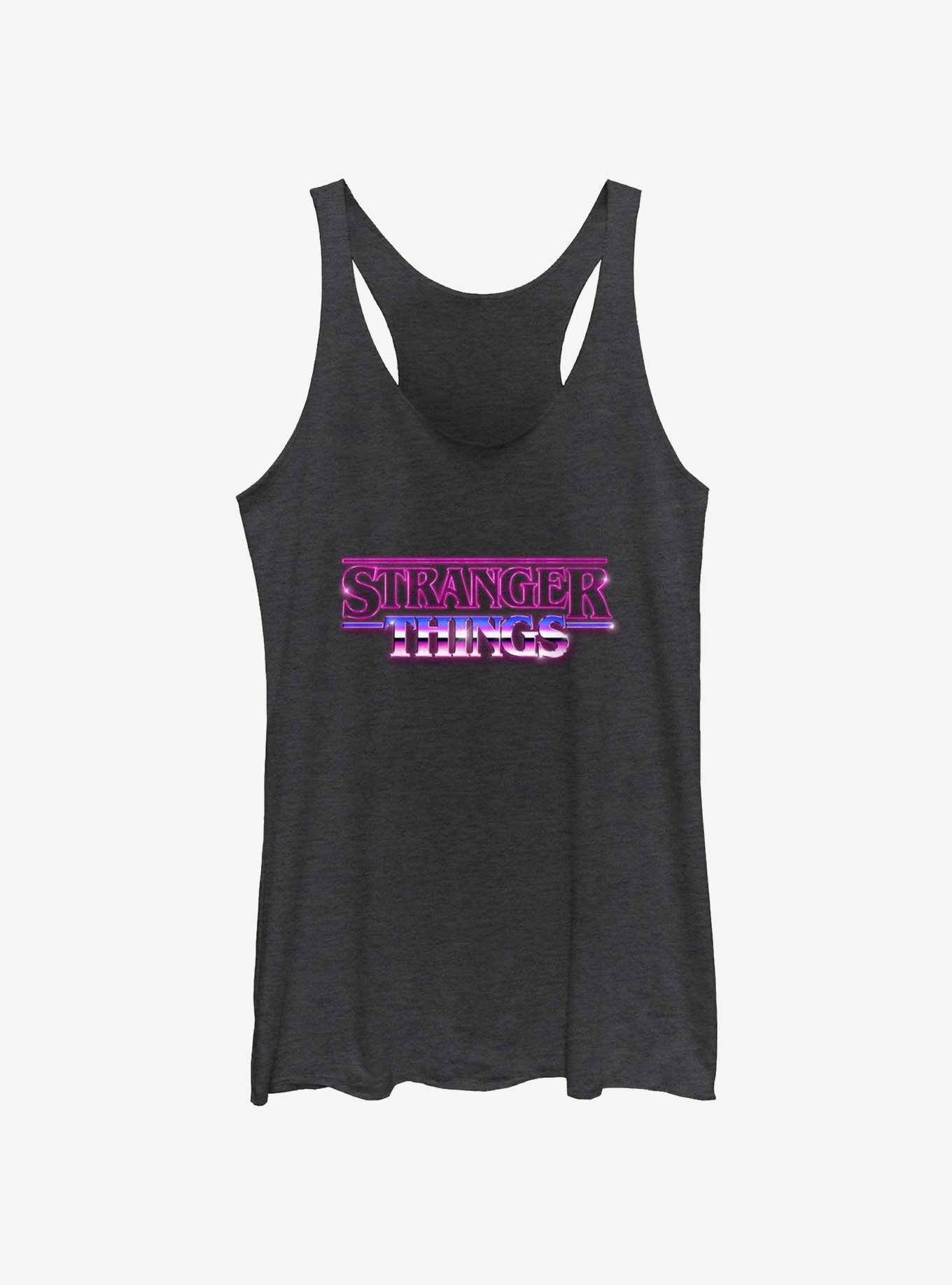 Stranger Things Logo Retro Girls Tank, BLK HTR, hi-res