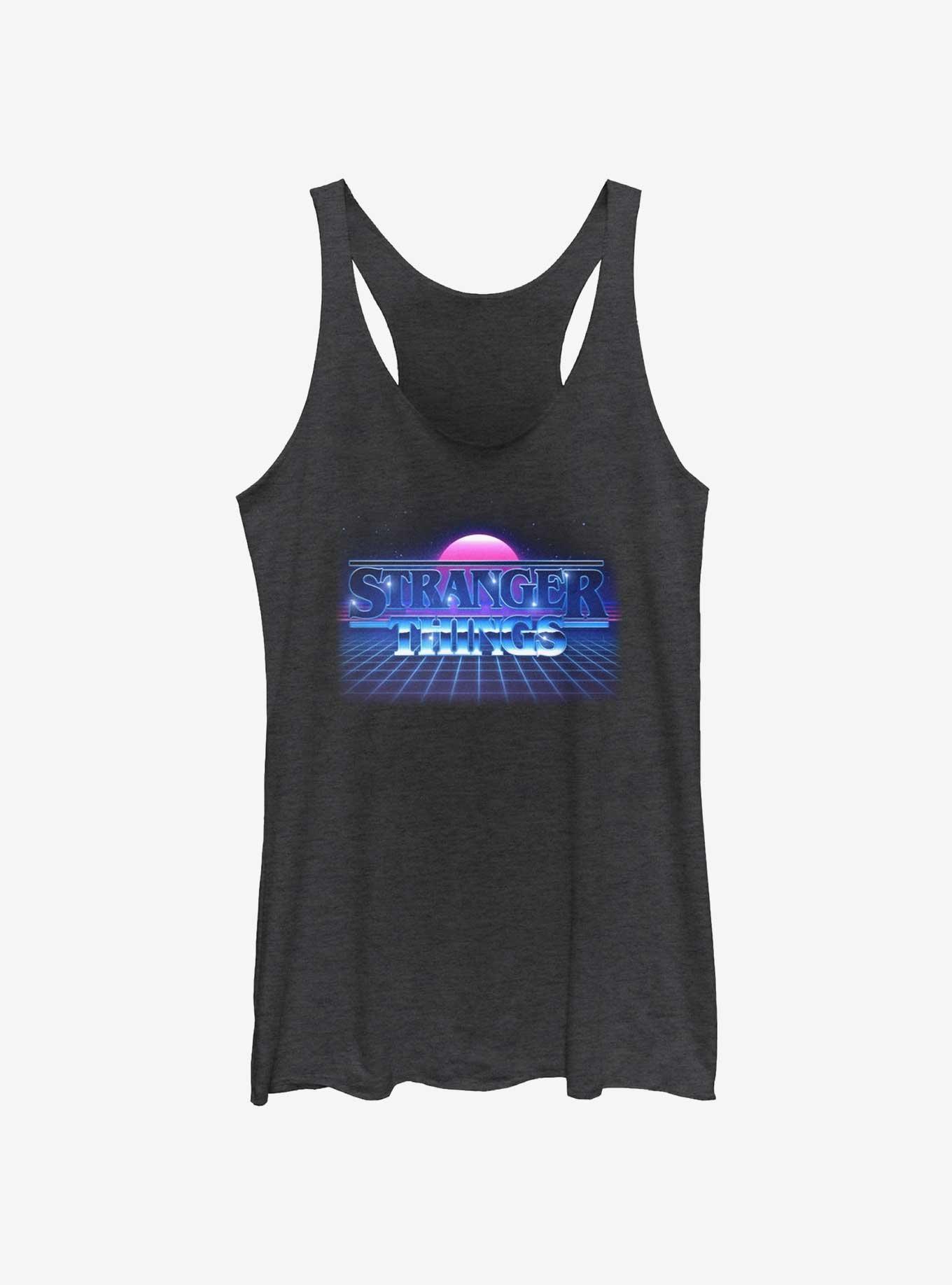 Stranger Things Retro Sun Logo Girls Tank, BLK HTR, hi-res