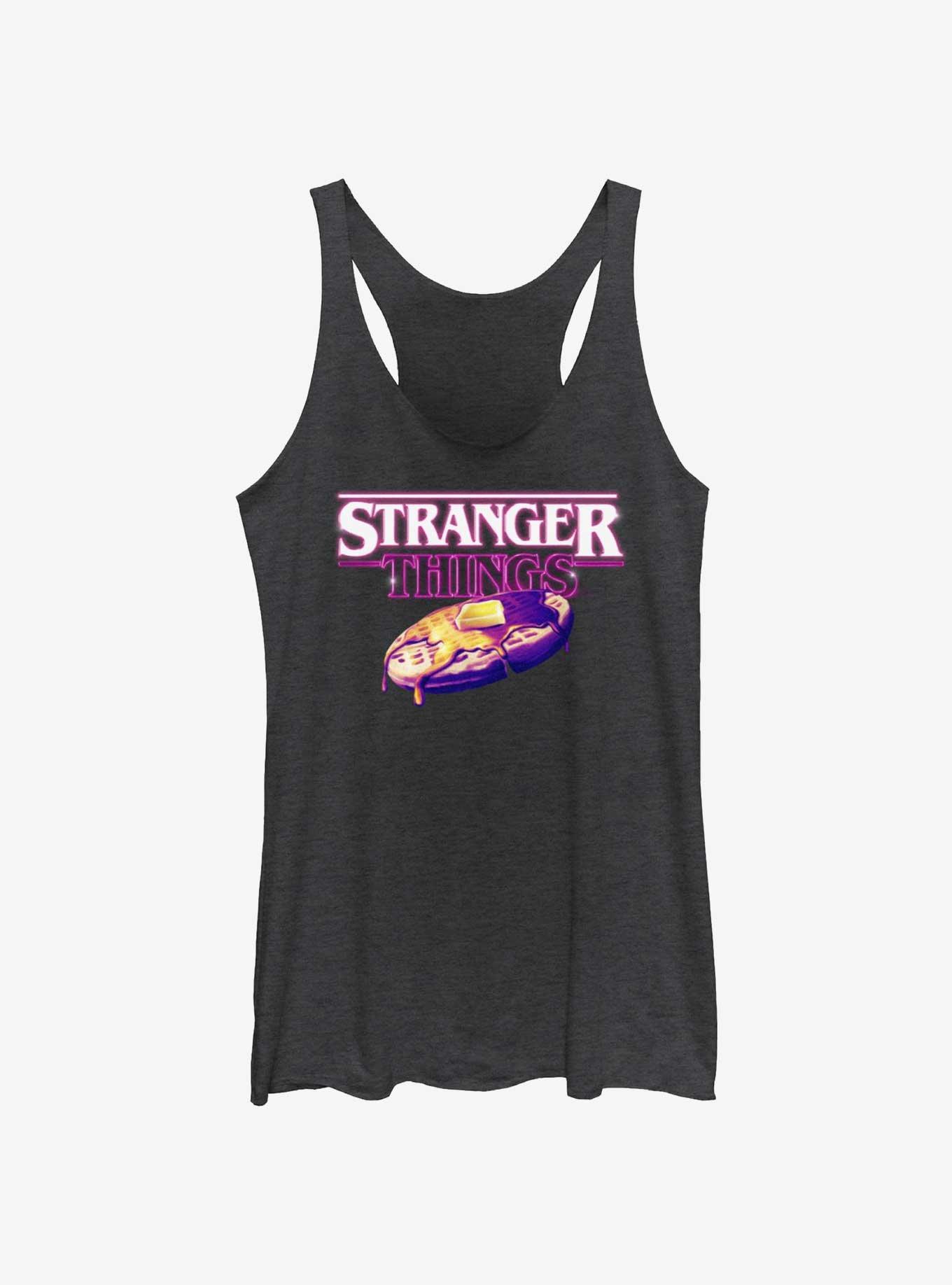 Stranger Things Retro Waffle Logo Girls Tank, BLK HTR, hi-res