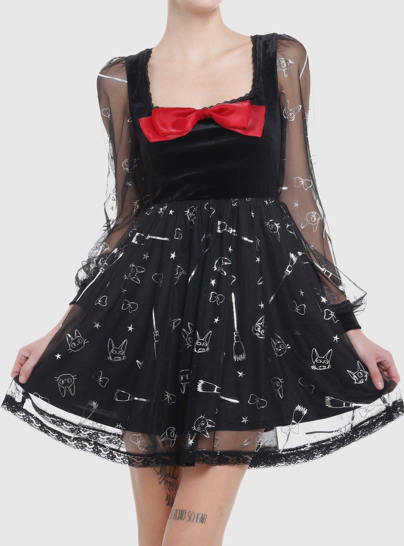 Her Universe Studio Ghibli Kiki's Delivery Service Mesh Bow Dress, BLACK, hi-res