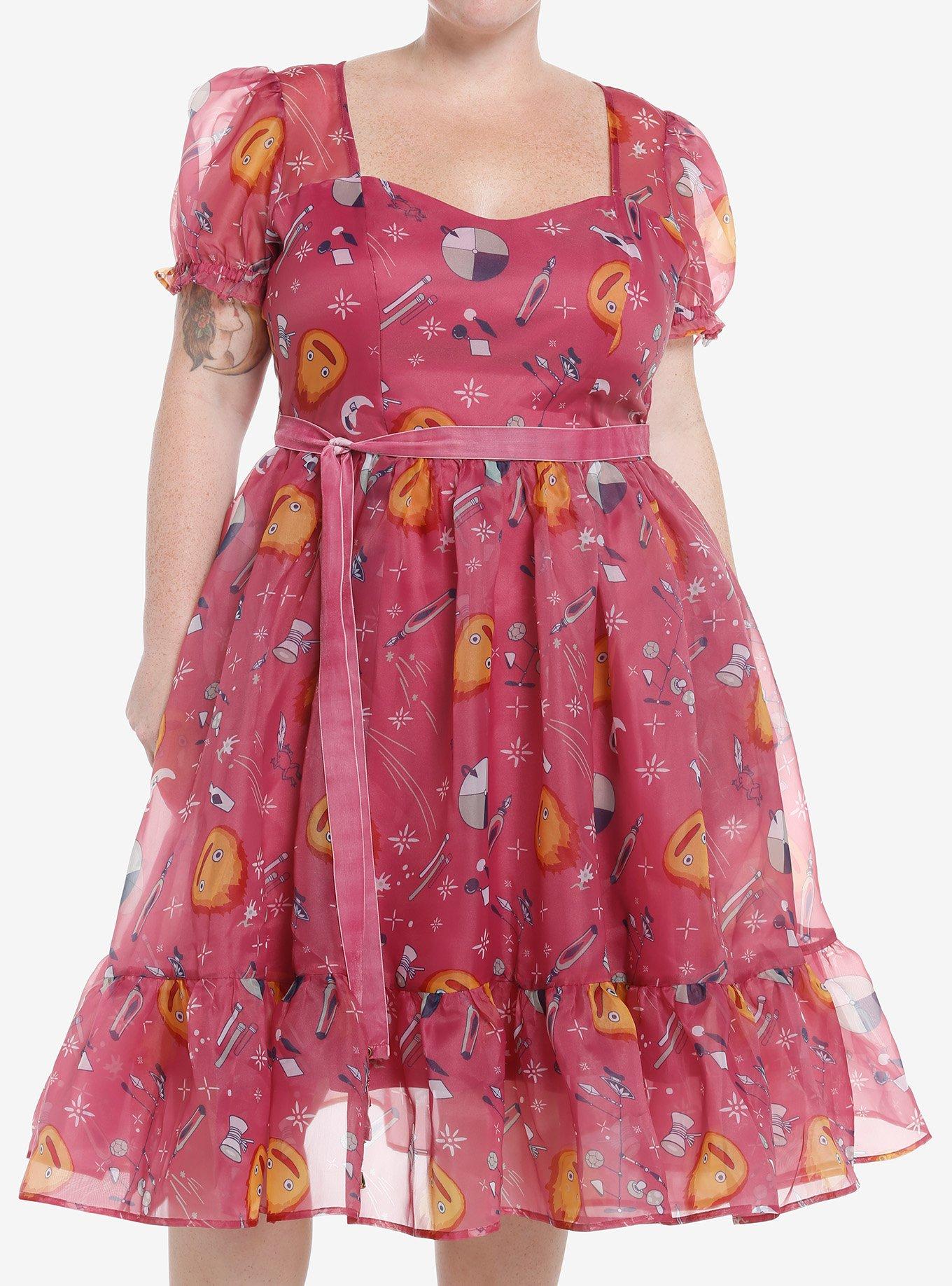 Her Universe Studio Ghibli Howl's Moving Castle Calcifer Organza Tiered Dress Plus Size, MULTI, hi-res