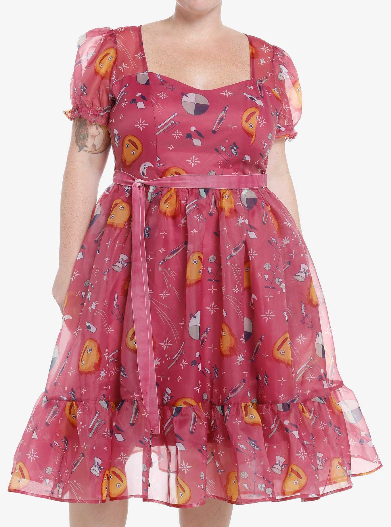 Her Universe Studio Ghibli Howl's Moving Castle Calcifer Organza Tiered Dress Plus Size, , hi-res