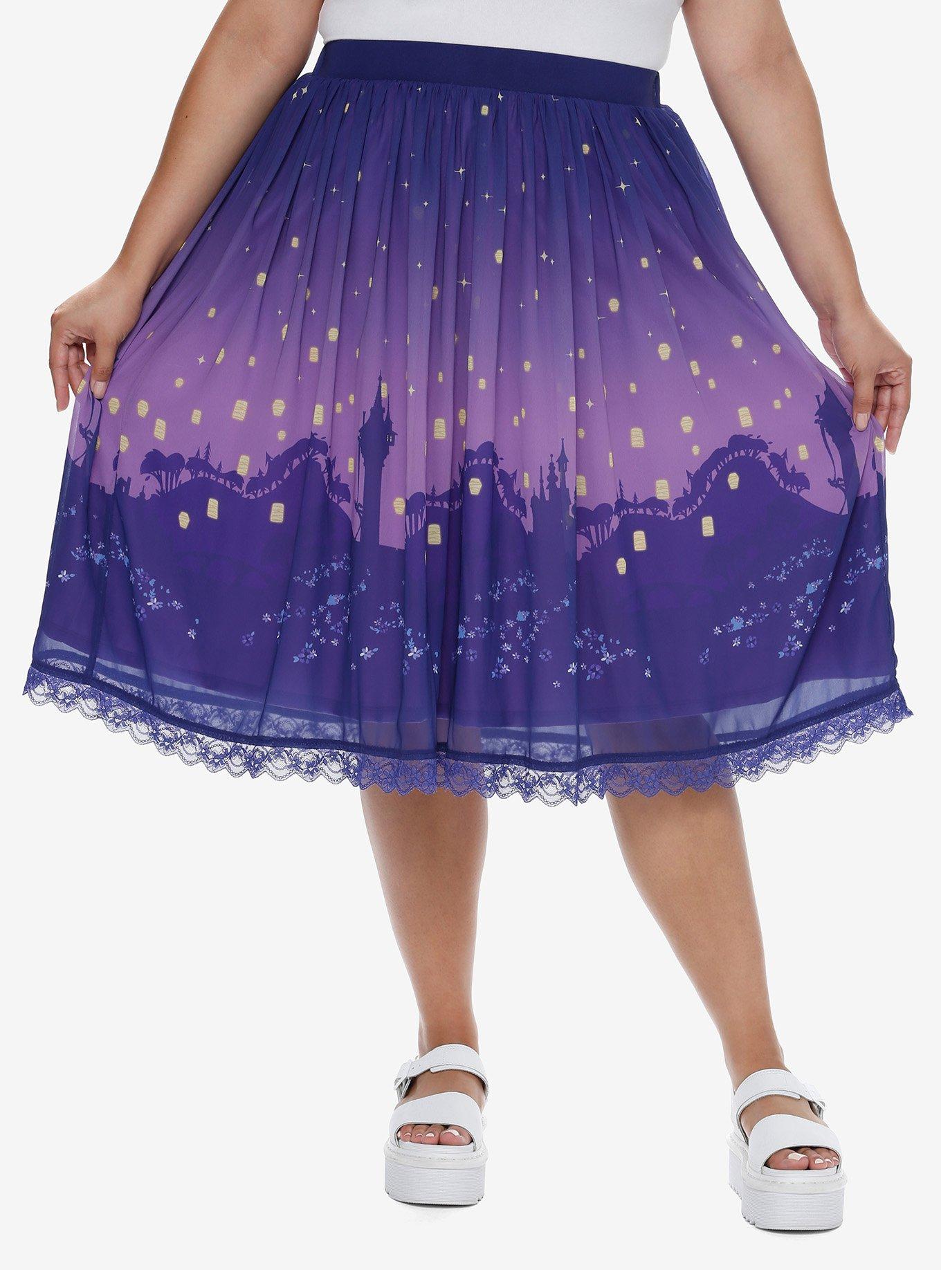 Disney Tangled Lanterns Midi Skirt Plus Size, MULTI, hi-res