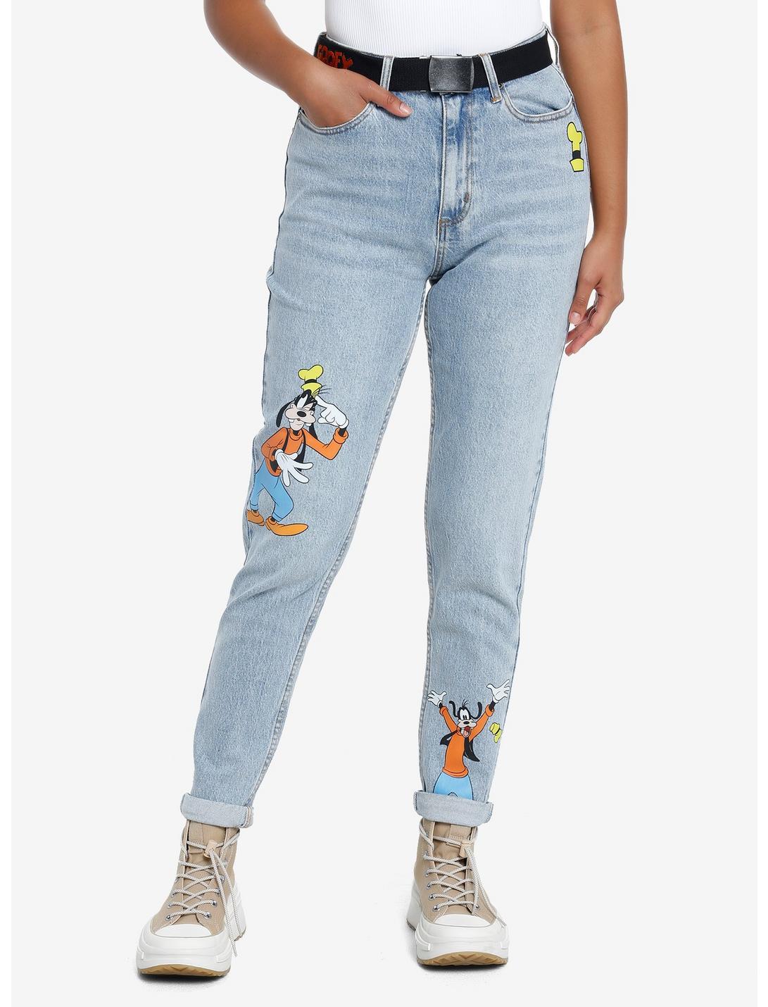 Disney Goofy Mom Jeans With Belt, MEDIUM BLUE WASH, hi-res