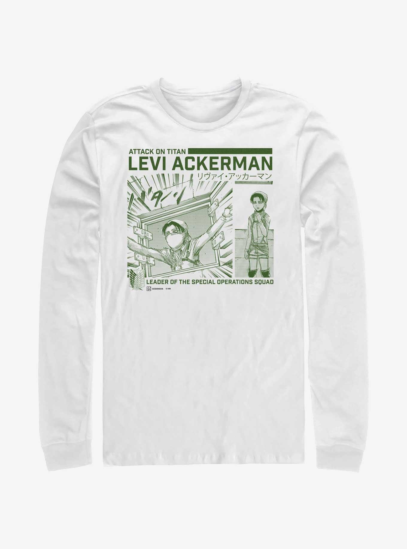 Attack On Titan Special Operations Squad Levi Ackerman Long-Sleeve T-Shirt, WHITE, hi-res