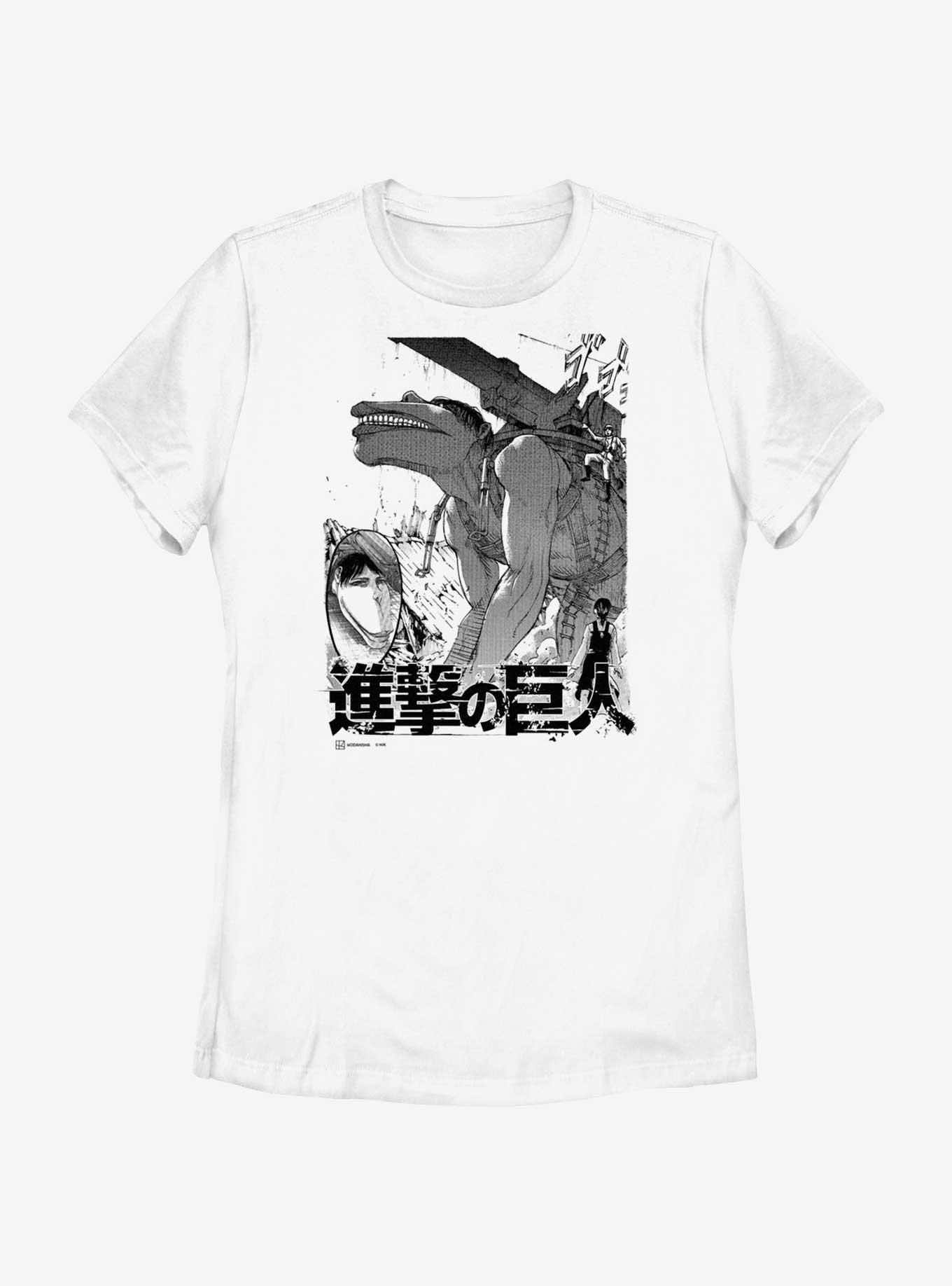 Attack On Titan Cart Titan Demolition Womens T-Shirt, WHITE, hi-res